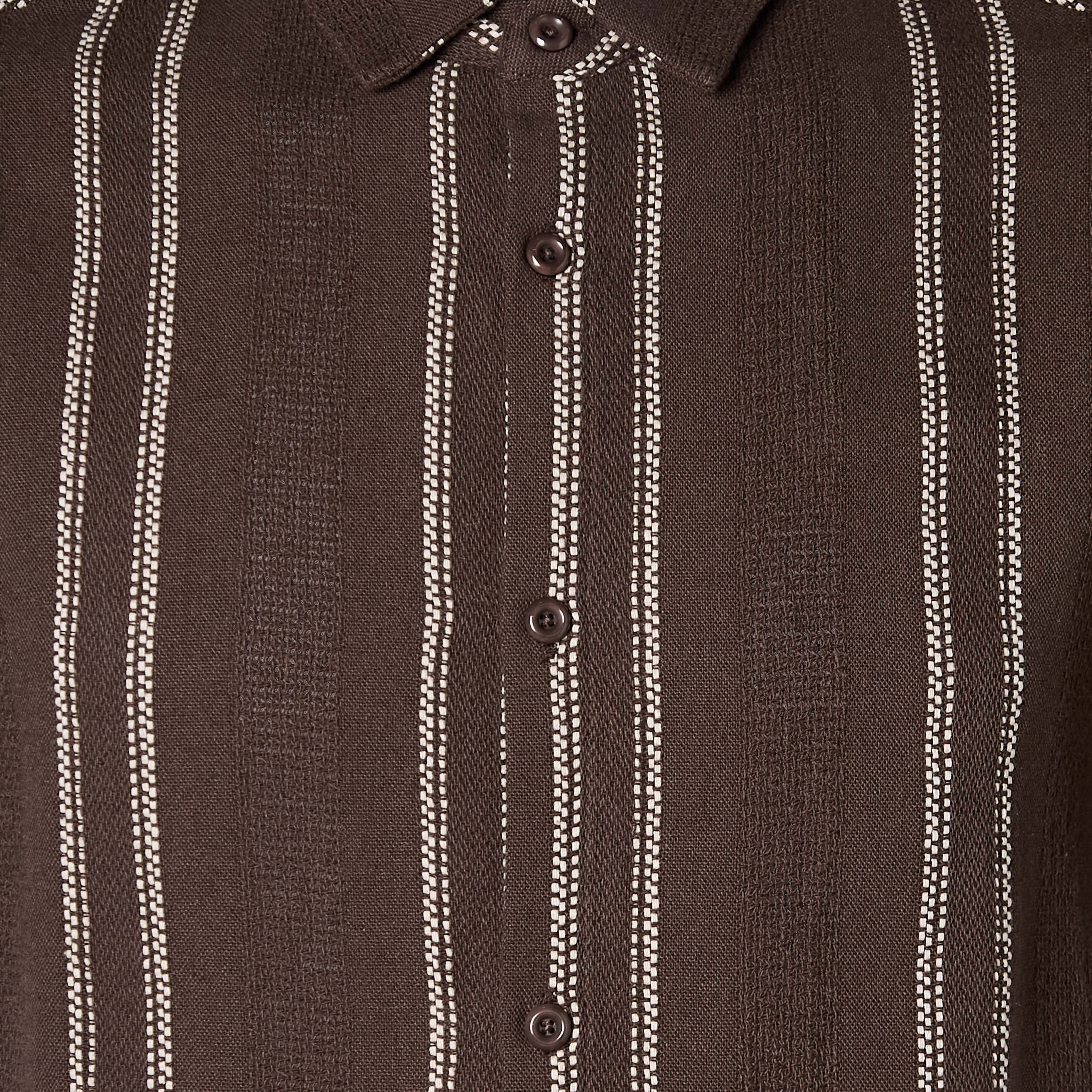 Men Regular Fit Collared Striped Short Sleeves Linen Blend Shirt-men-clothing-shirts-image-4