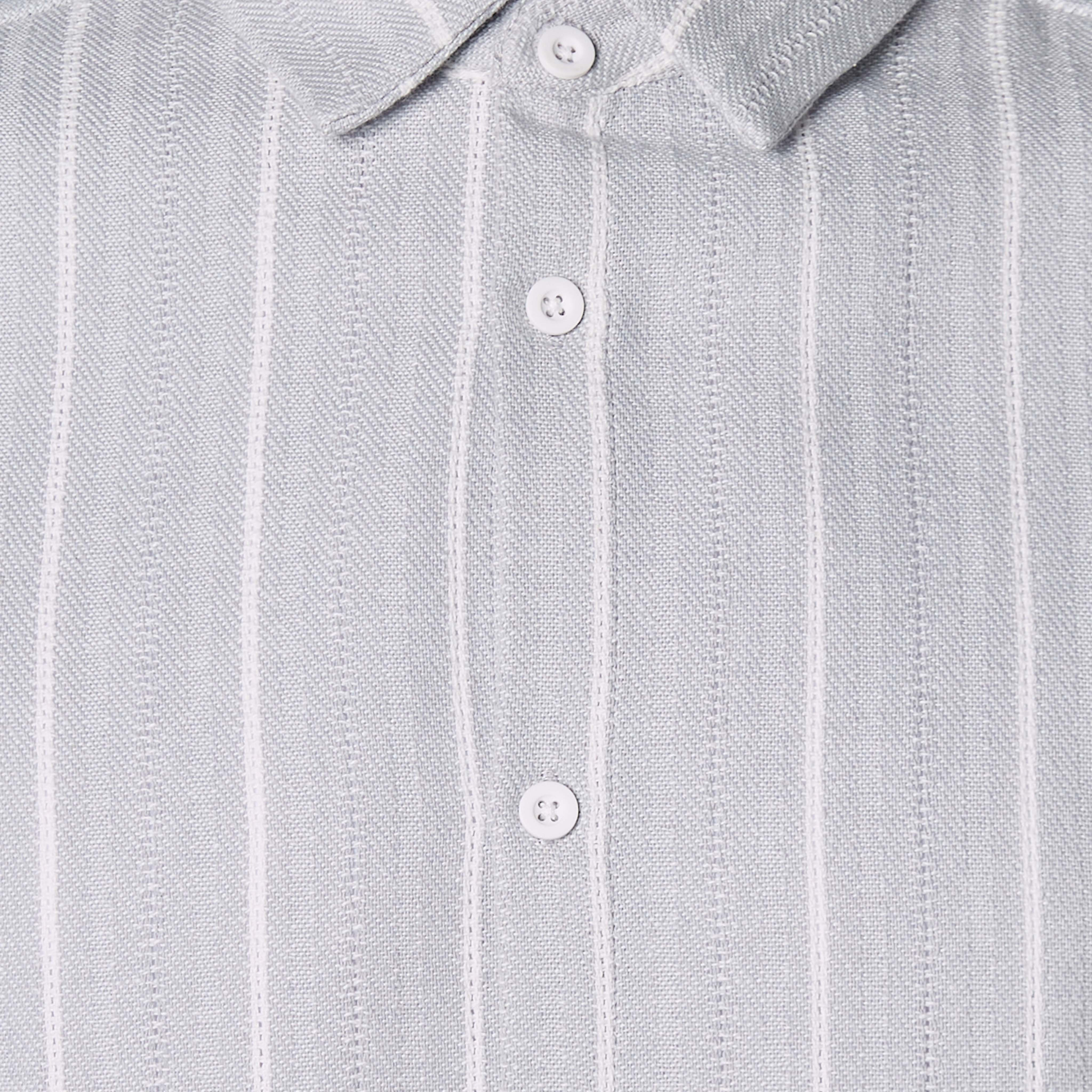 Men Regular Fit Collared Striped Short Sleeves Linen Blend Shirt-men-clothing-shirts-image-2