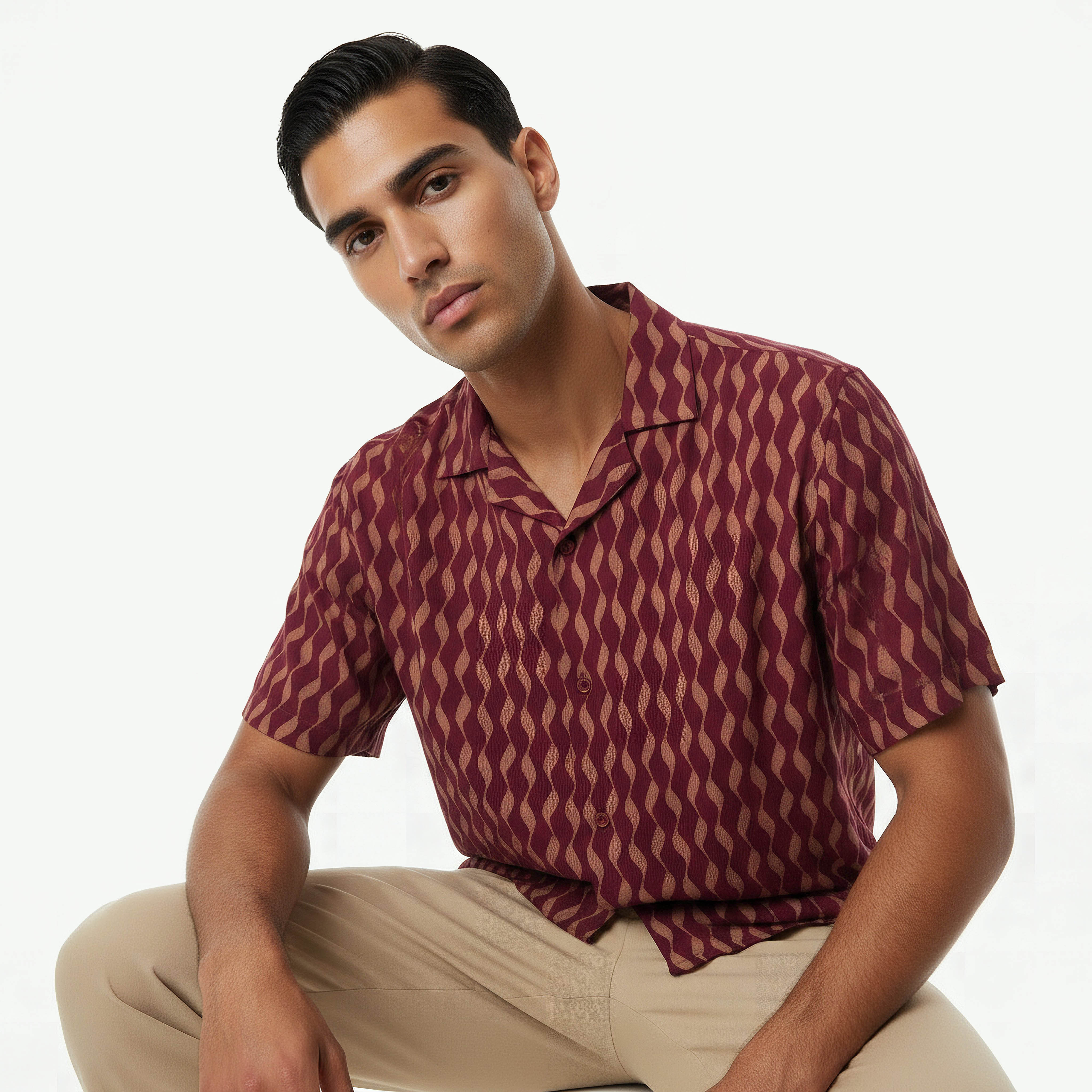 Men Regular Fit Camp Collar Abstract Print Short Sleeves Resort Shirt-men-clothing-shirts-image-4