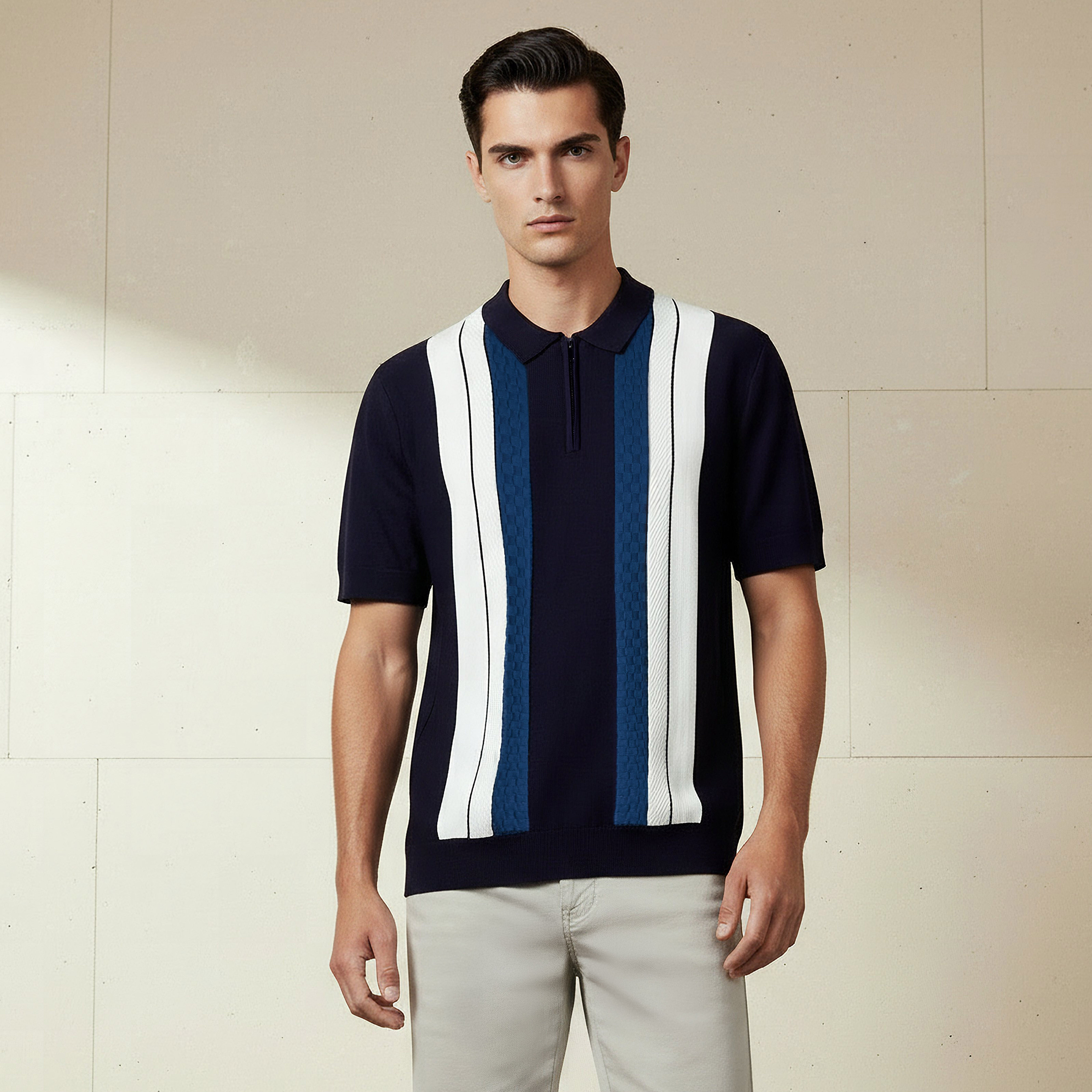 Men Short Sleeves Striped Polo T-shirt-men-clothing-tshirtsandpolos-polos-image-1