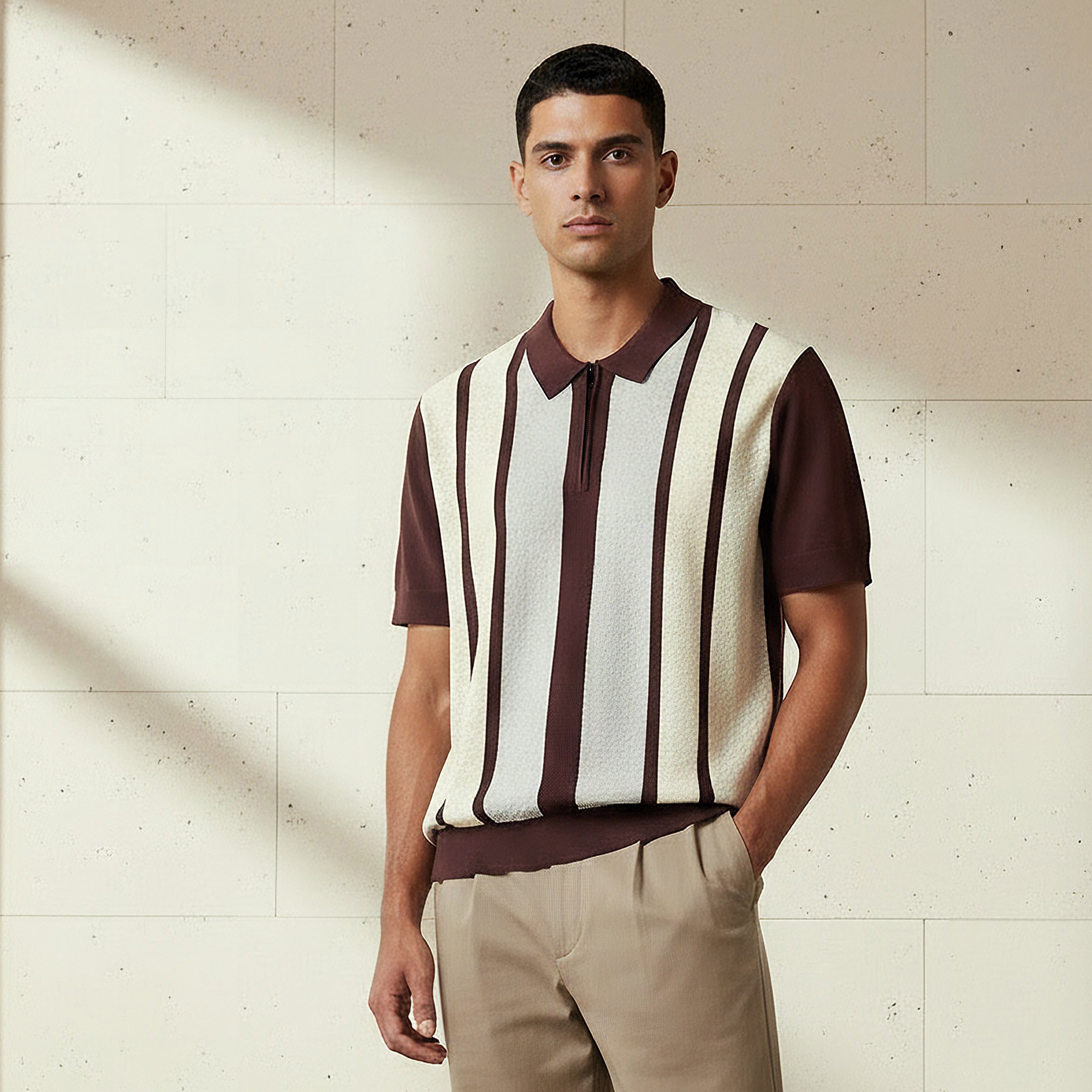 Men Short Sleeves Striped Polo T-shirt-men-clothing-tshirtsandpolos-polos-image-1