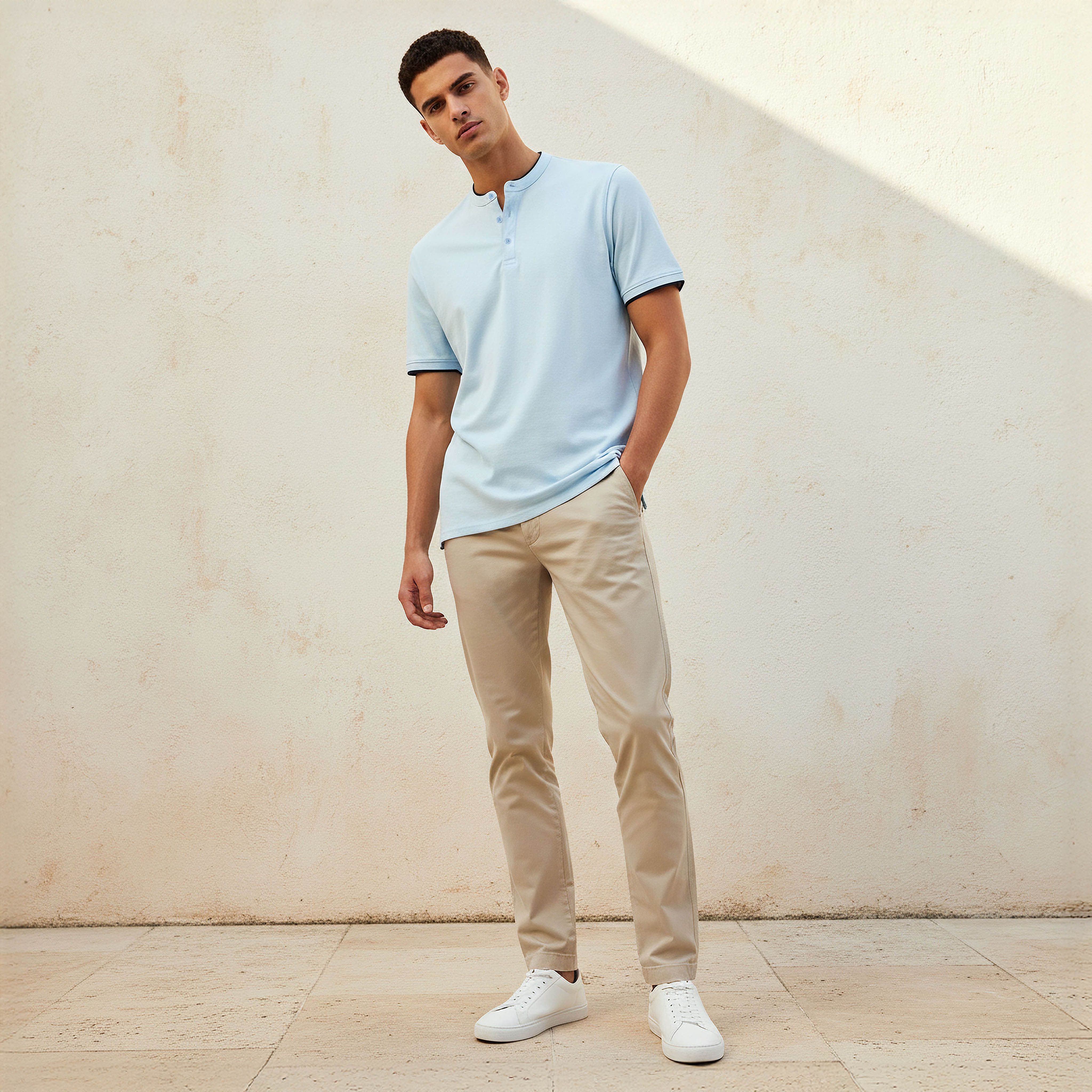 Men Short Sleeves Mandarin Collar Polo T-shirt-men-clothing-tshirtsandpolos-polos-image-2
