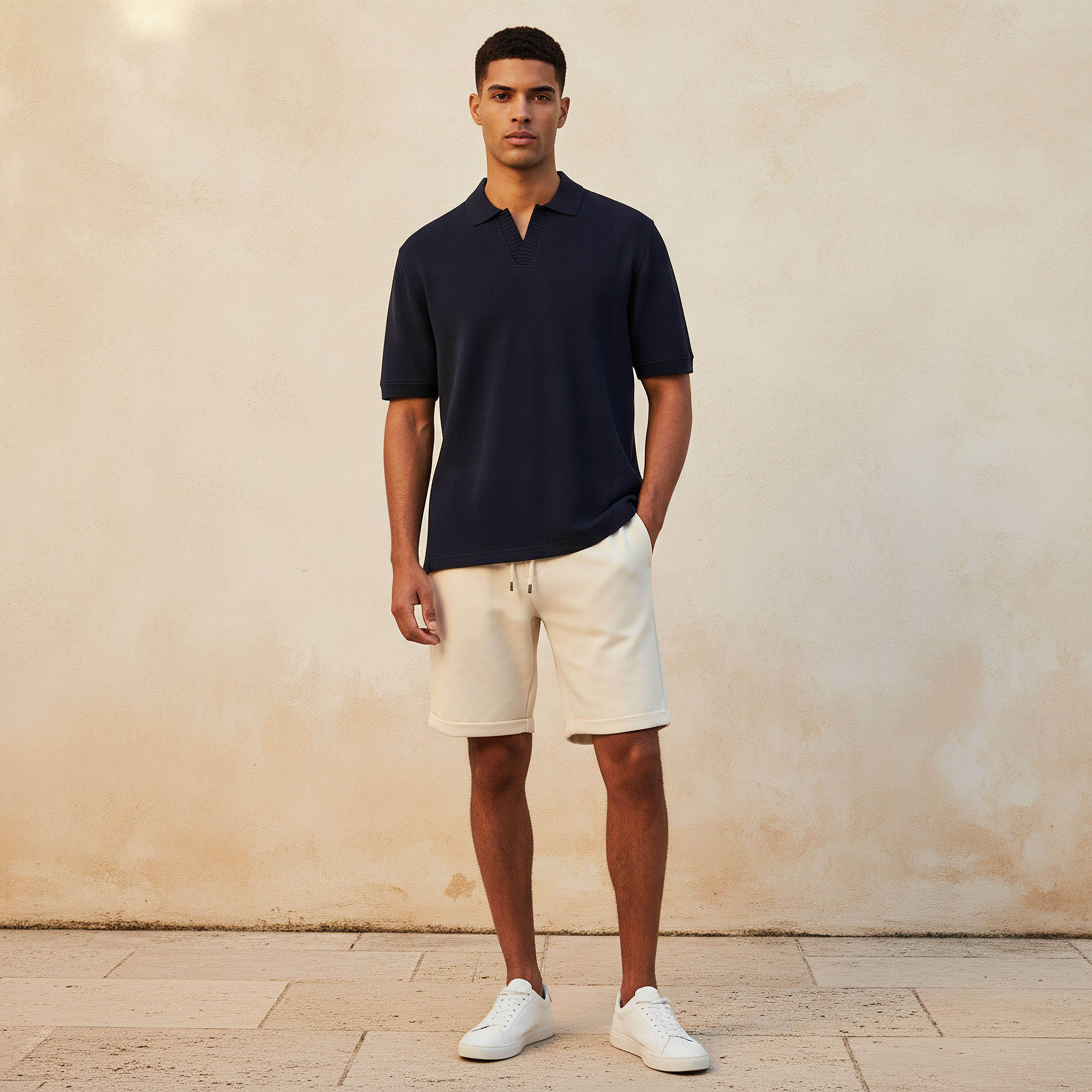 Men Short Sleeves Johnny Collar Jacquard Polo T-shirt-men-clothing-tshirtsandpolos-polos-image-3