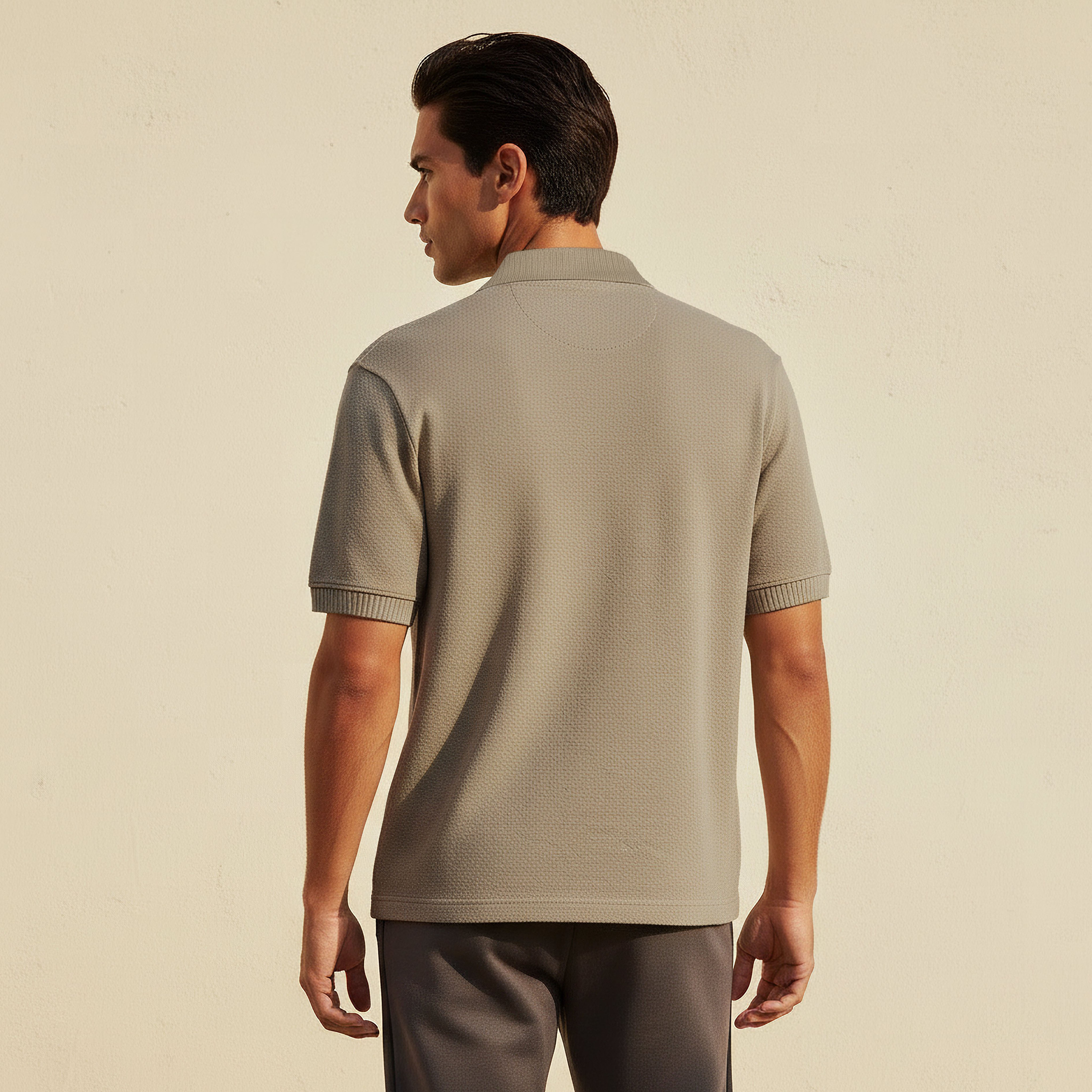 Men Short Sleeves Johnny Collar Jacquard Polo T-shirt-men-clothing-tshirtsandpolos-polos-image-4