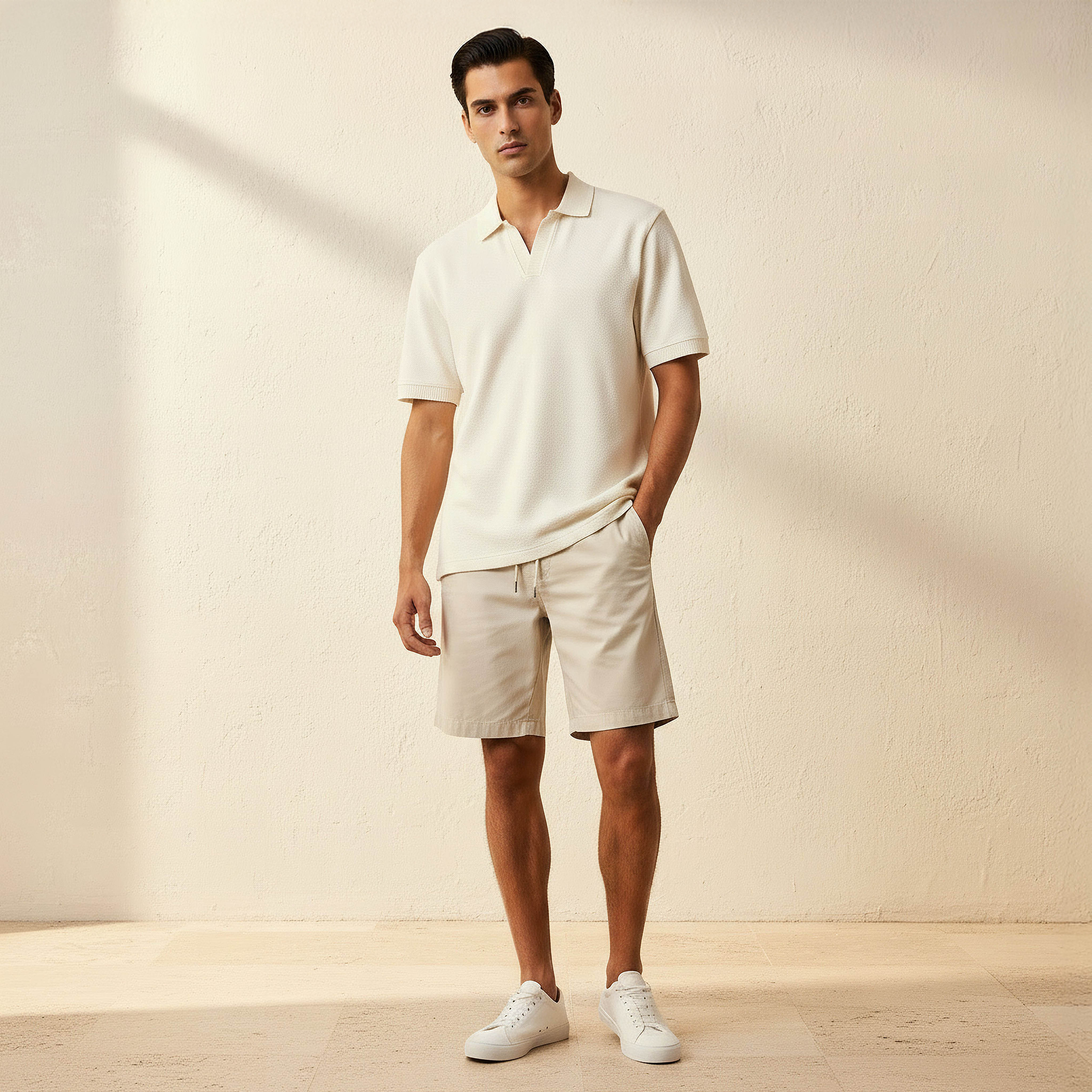 Men Short Sleeves Johnny Collar Jacquard Polo T-shirt-men-clothing-tshirtsandpolos-polos-image-3