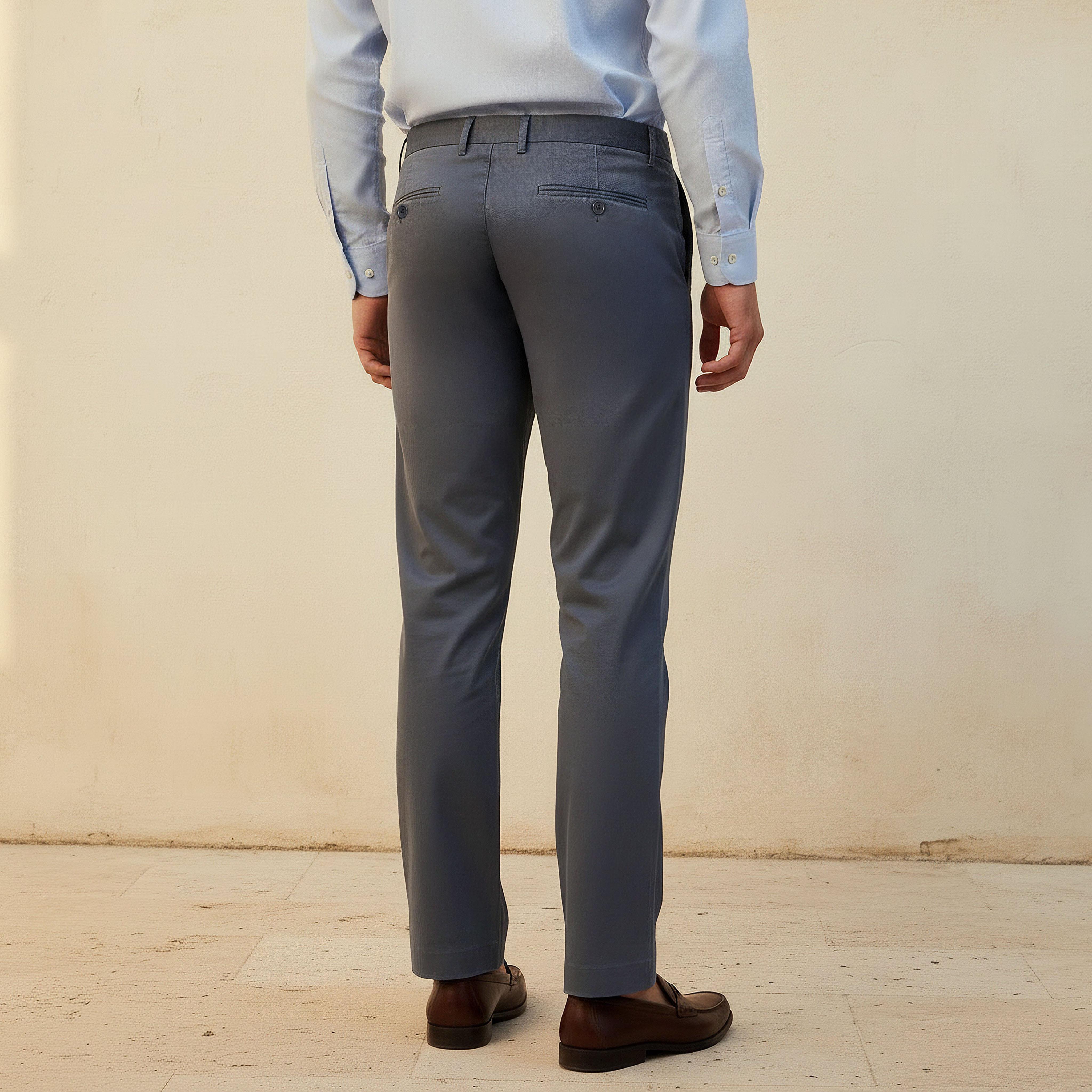 Regular Fit Flexi Waist Drill Formal Trousers-men-clothing-bottoms-trousersandchinos-trousers-image-4