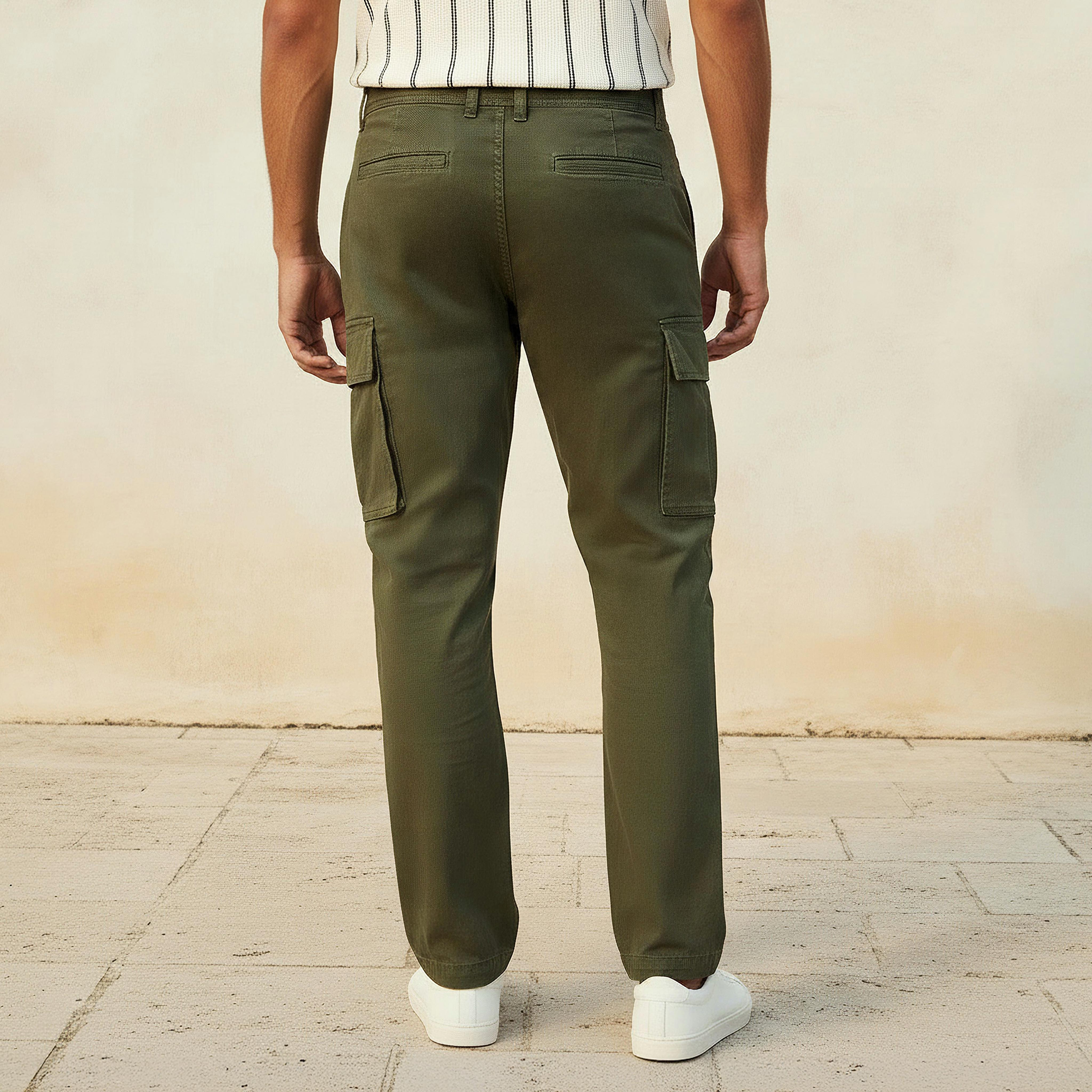 Men Regular Fit Twill Cargo Pants-men-clothing-bottoms-trousersandchinos-trousers-image-4