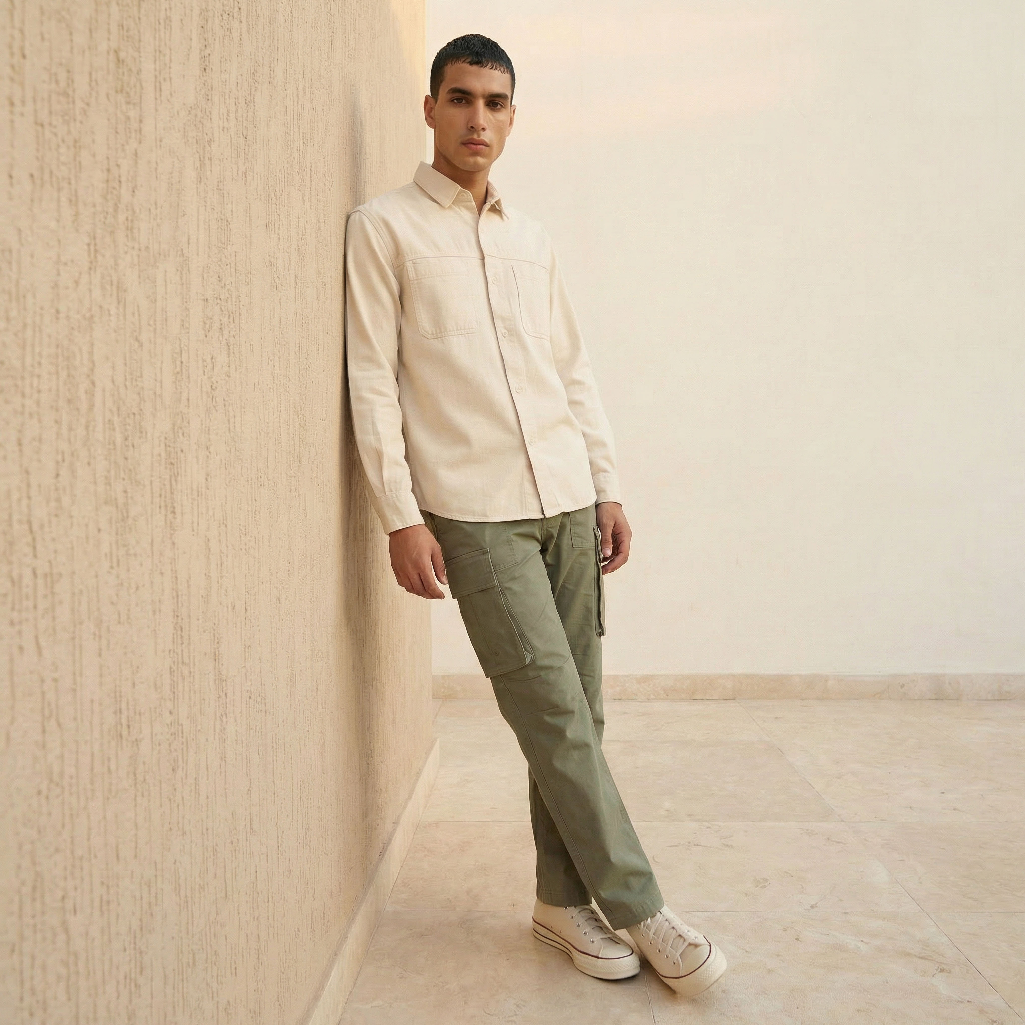 Men Regular Fit Twill Cargo Pants-men-clothing-bottoms-trousersandchinos-trousers-image-3