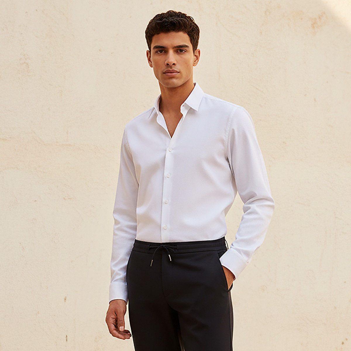 Men Regular Fit Collared Textured Long Sleeves Shirt-men-clothing-shirts-image-1