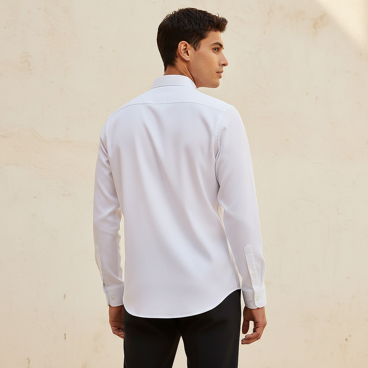 Men Regular Fit Collared Textured Long Sleeves Shirt-men-clothing-shirts-image-4