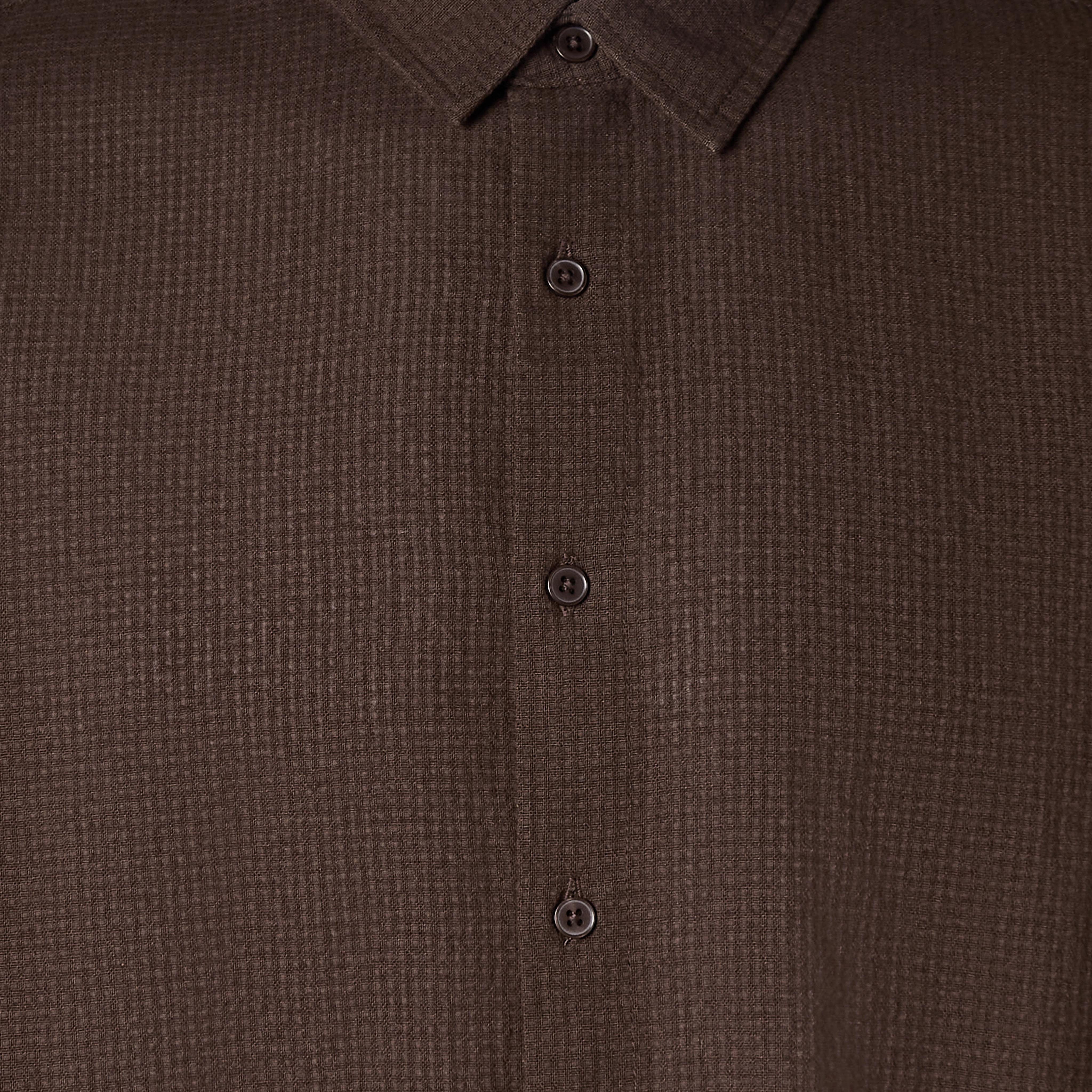 قميص بتصميم وافل بارز وقصة عادية وياقة وأكمام طويلة للرجال-men-clothing-shirts-image-6