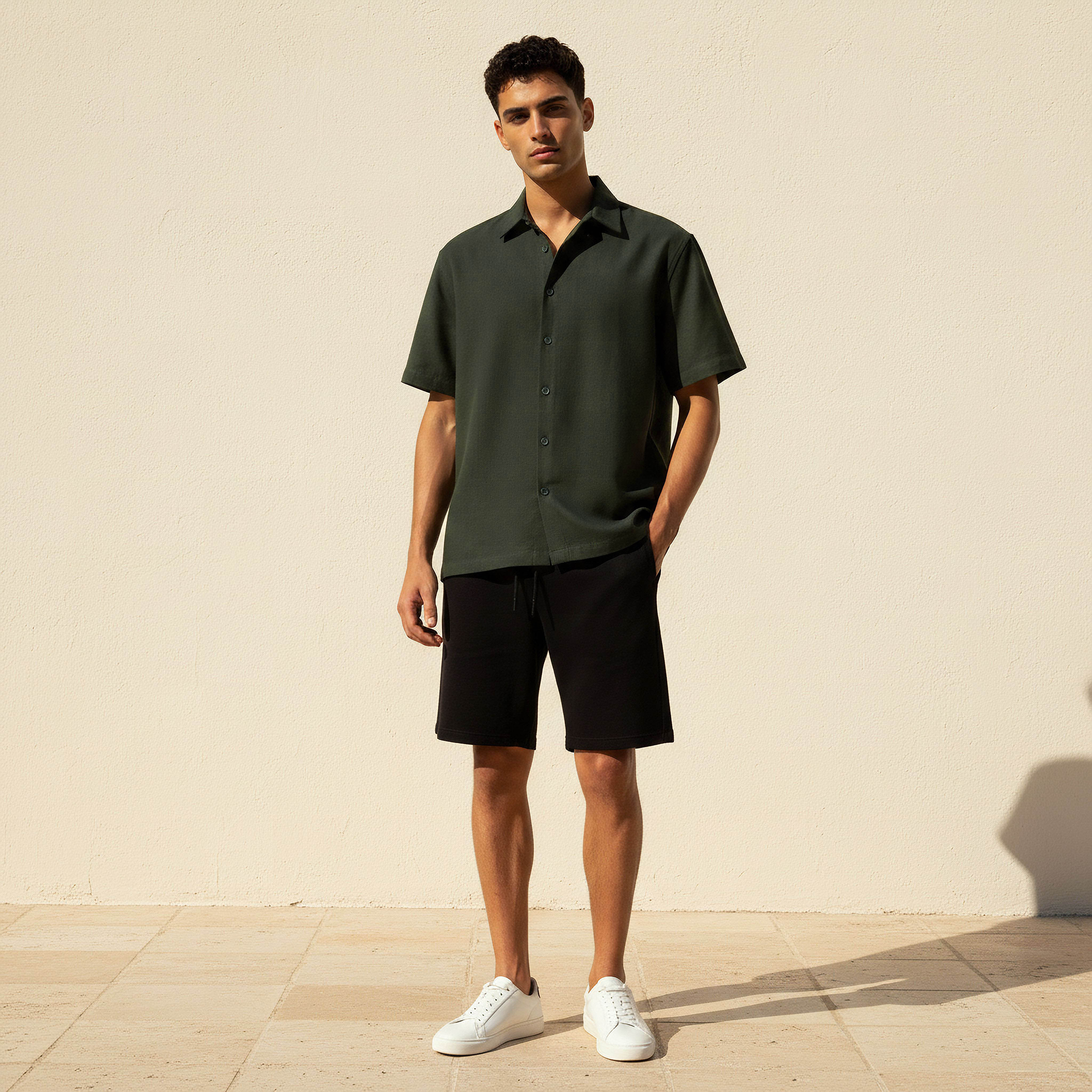 Men Regular Fit Collared Short Sleeve Shirt-men-clothing-shirts-image-3
