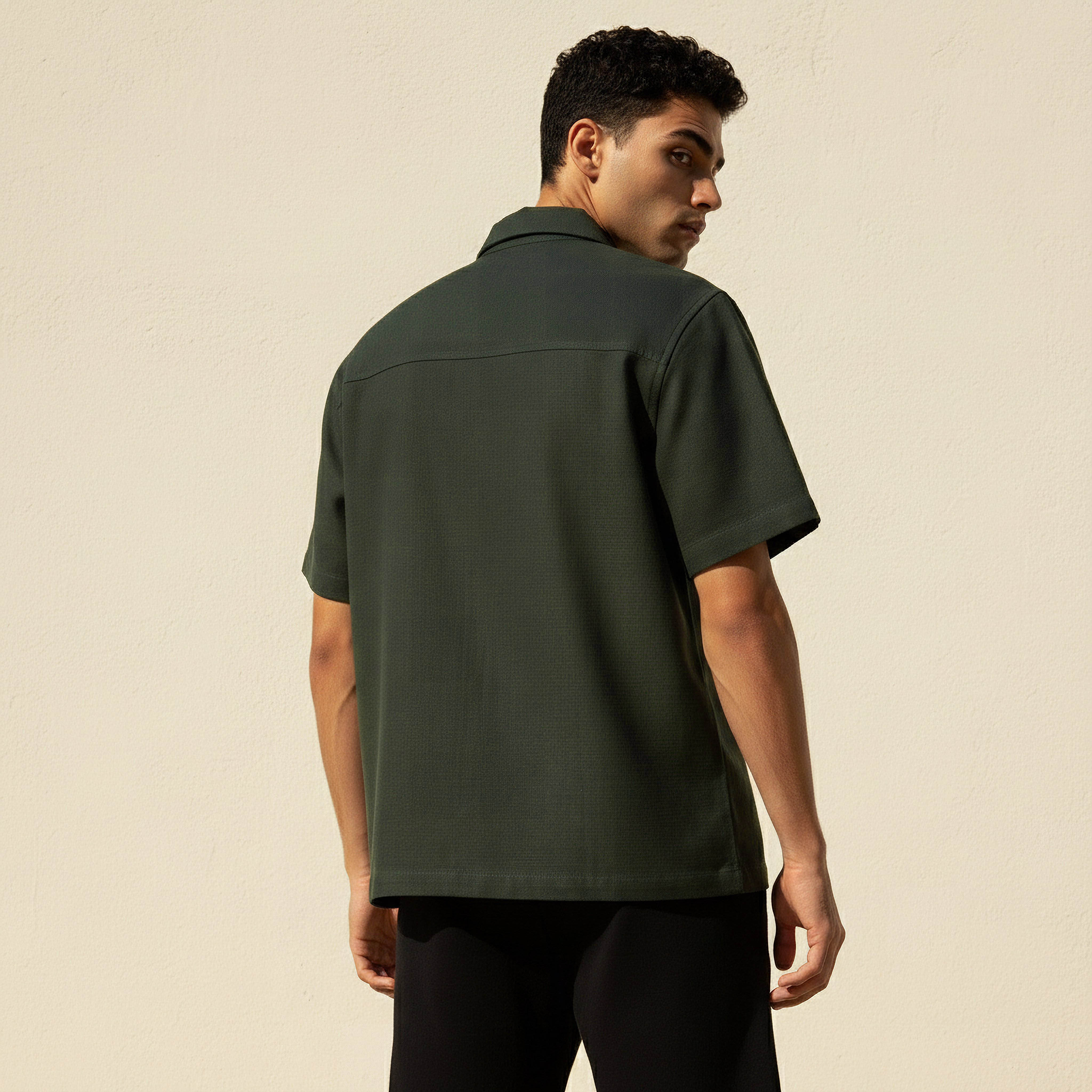 Men Regular Fit Collared Short Sleeve Shirt-men-clothing-shirts-image-4