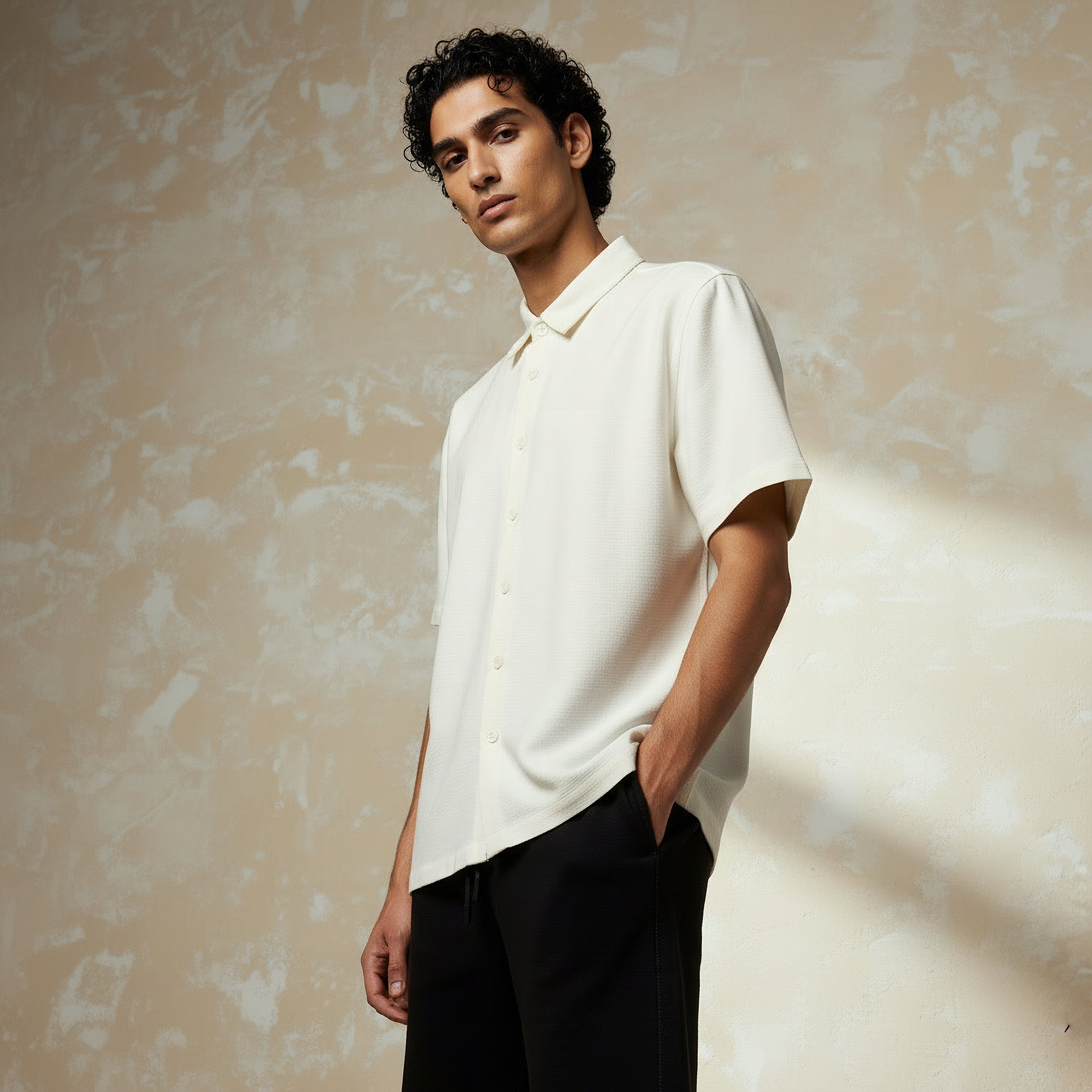 Men Regular Fit Collared Short Sleeve Shirt-men-clothing-shirts-image-1