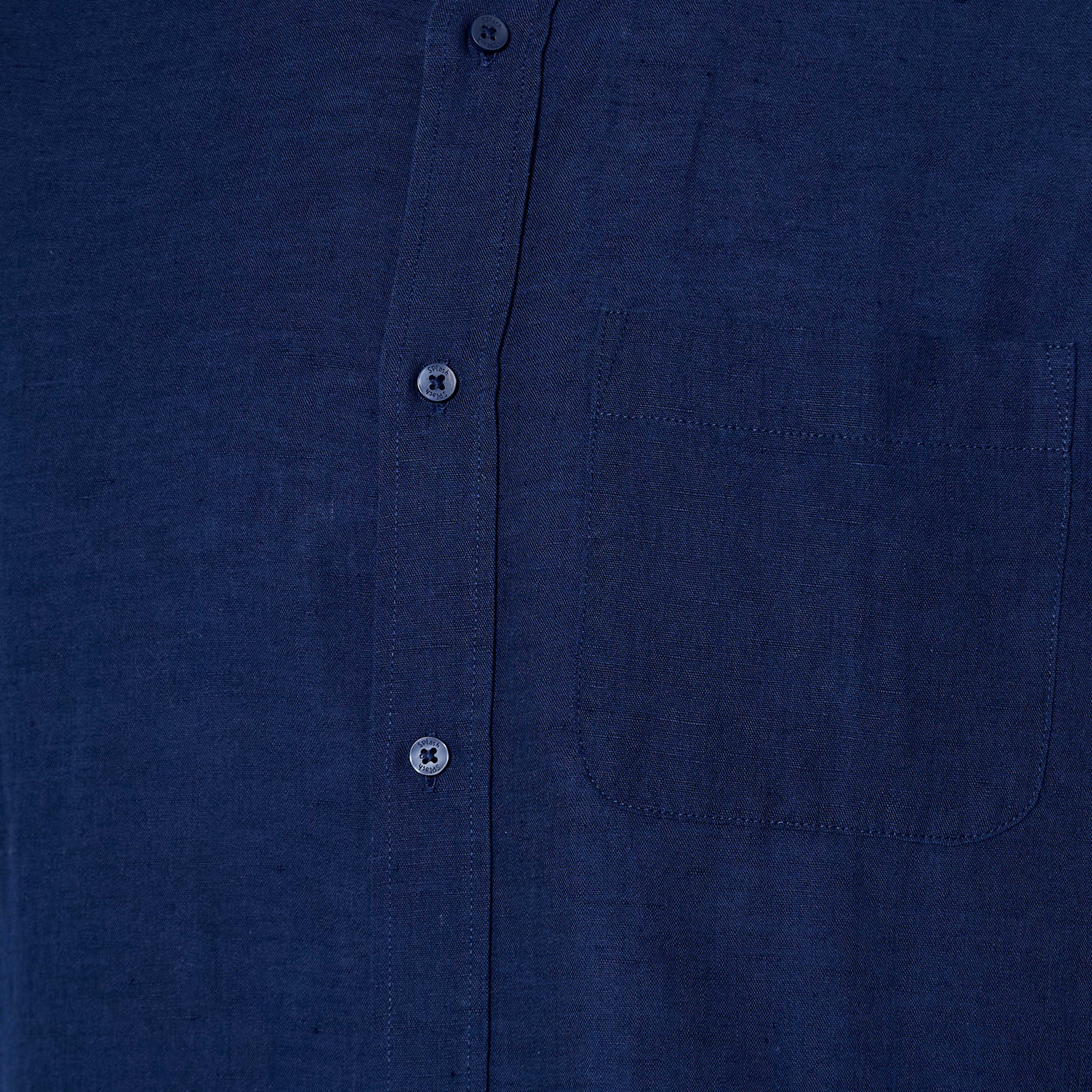قميص من مزيج الكتان بقصة عادية وياقة عادية وأكمام طويلة وأزرار للرجال-men-clothing-shirts-image-2
