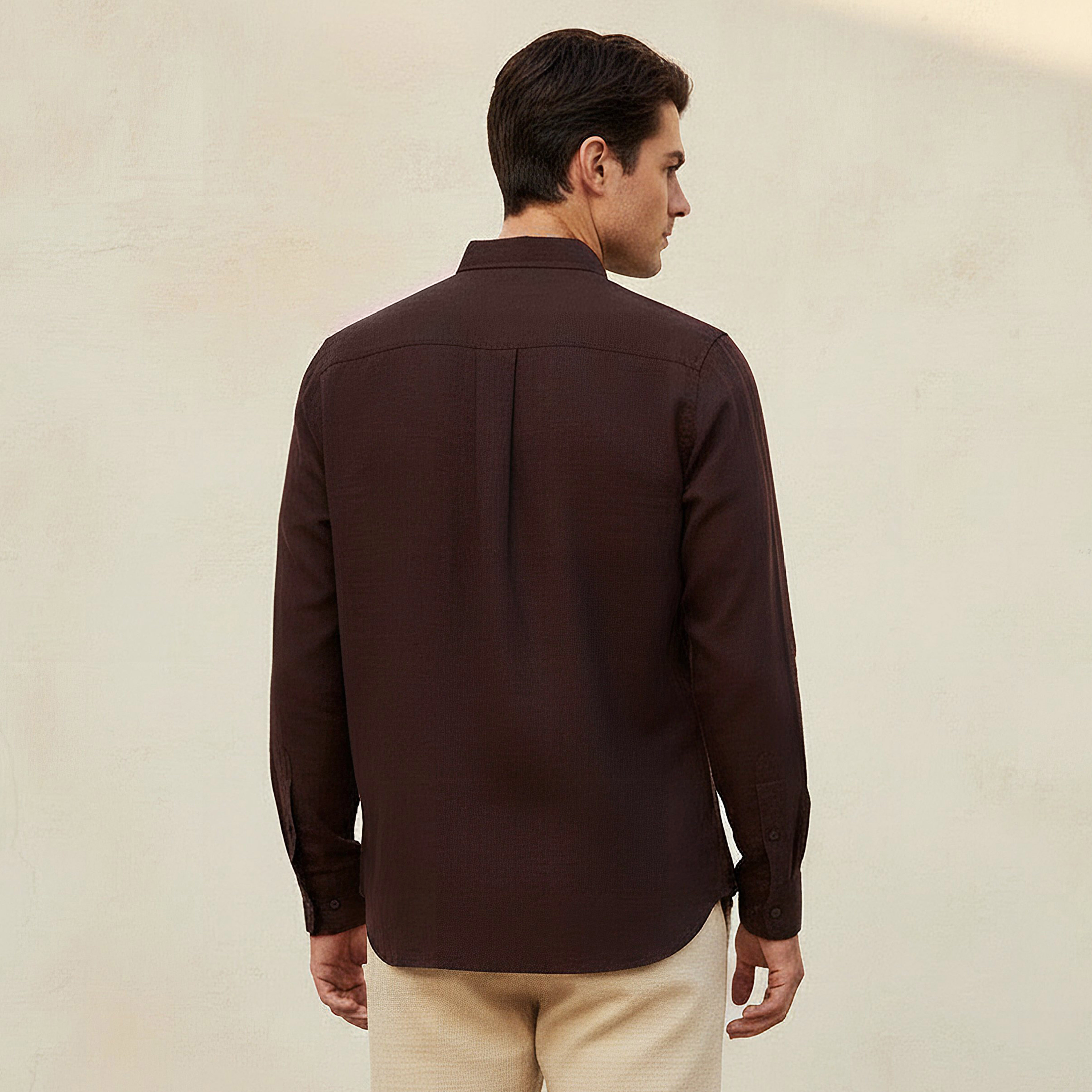 Men Regular Fit Collared Button-Down Long Sleeves Linen Blend Shirt-men-clothing-shirts-image-4