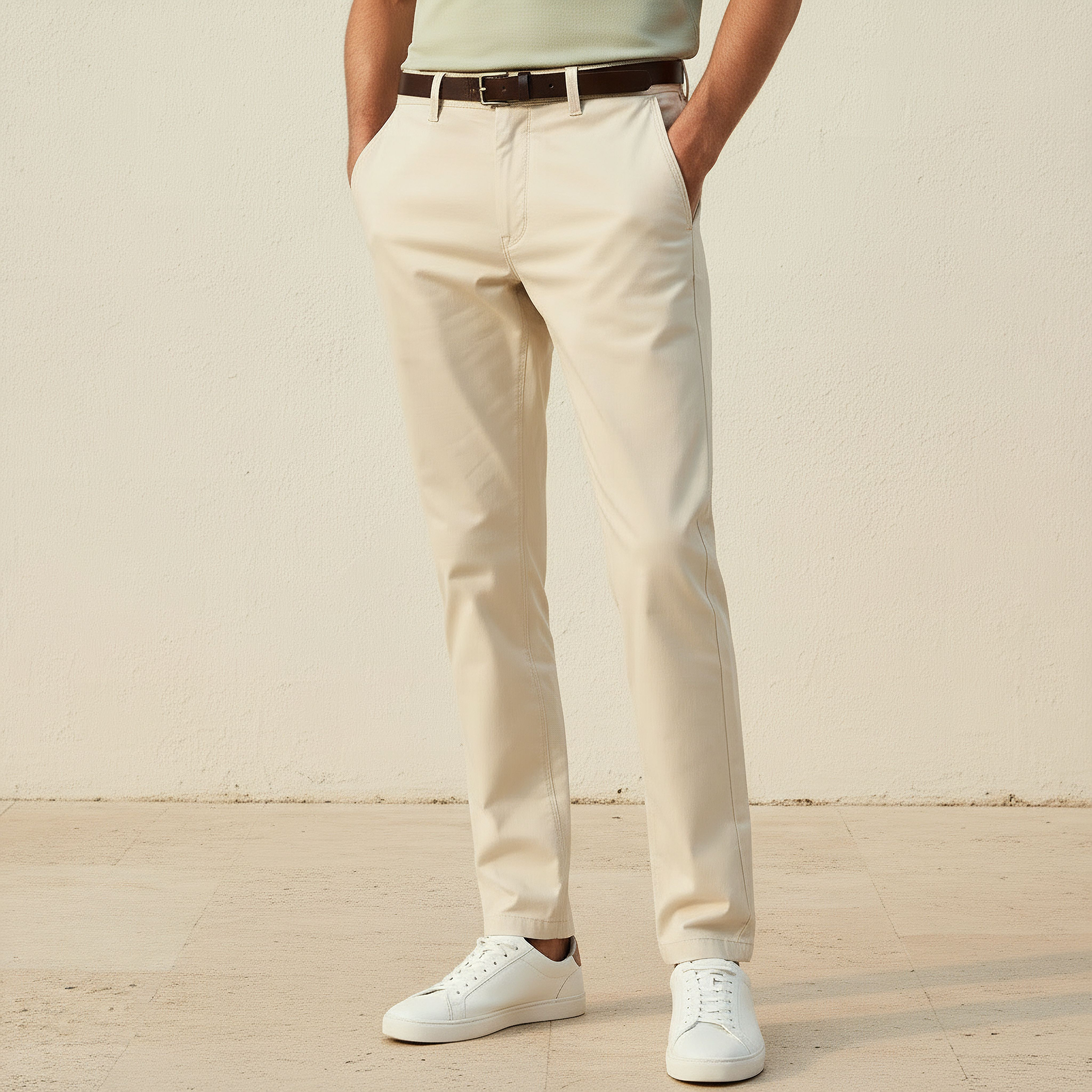 بنطلون تشينو بحزام وقصة سليم للرجال-men-clothing-bottoms-trousersandchinos-chinos-image-4