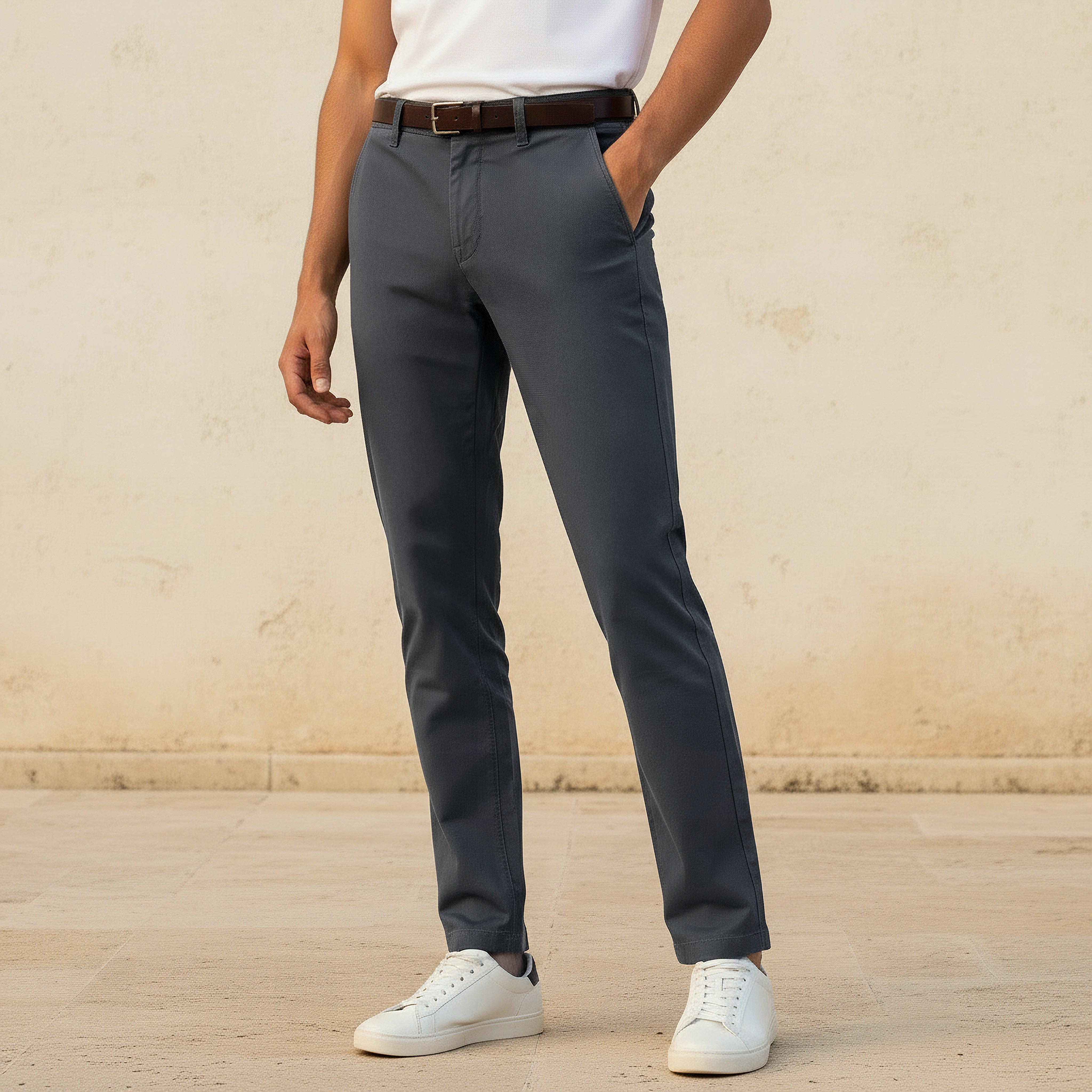 بنطلون تشينو بحزام وقصة سليم للرجال-men-clothing-bottoms-trousersandchinos-chinos-image-4