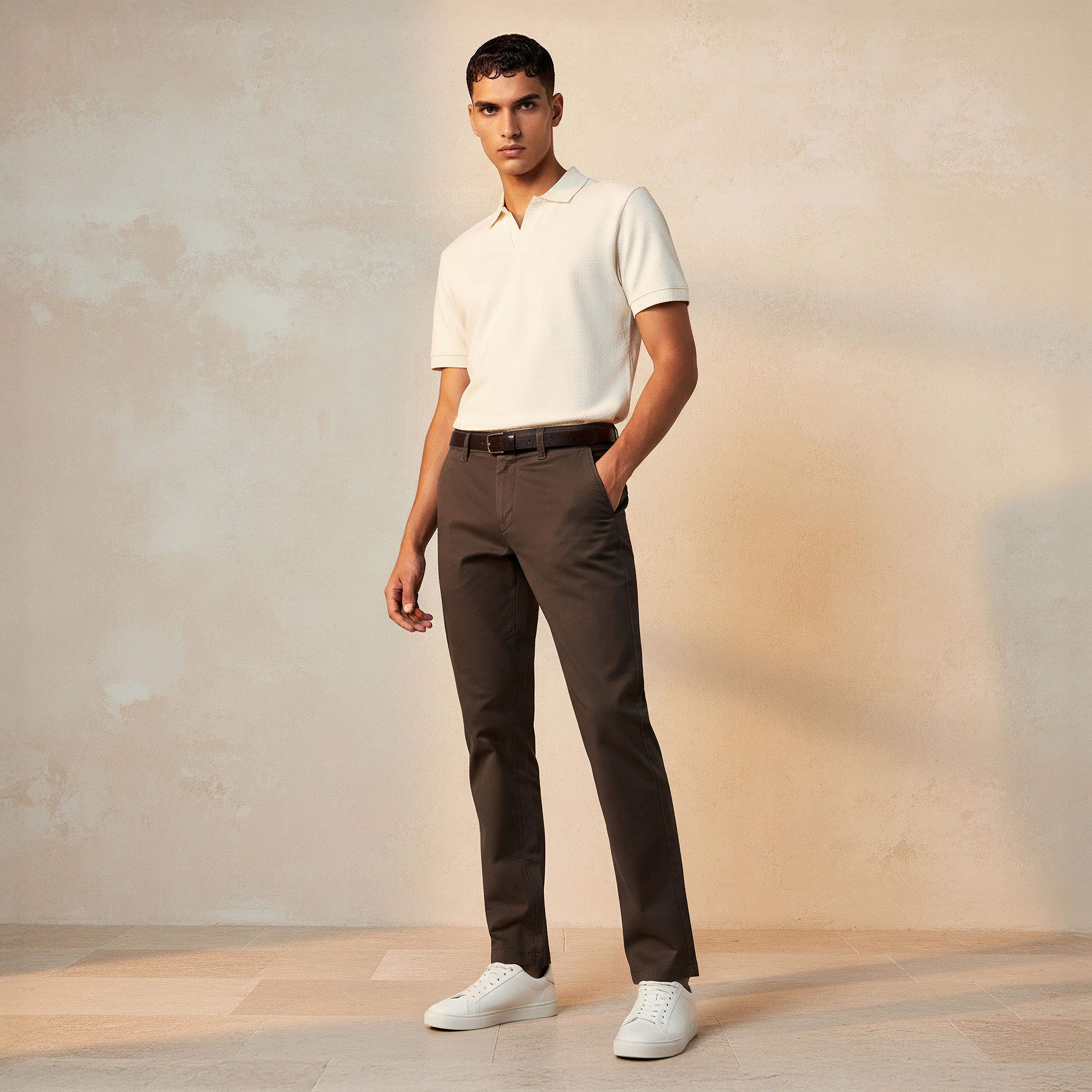 بنطلون تشينو بحزام وقصة سليم للرجال-men-clothing-bottoms-trousersandchinos-chinos-image-1