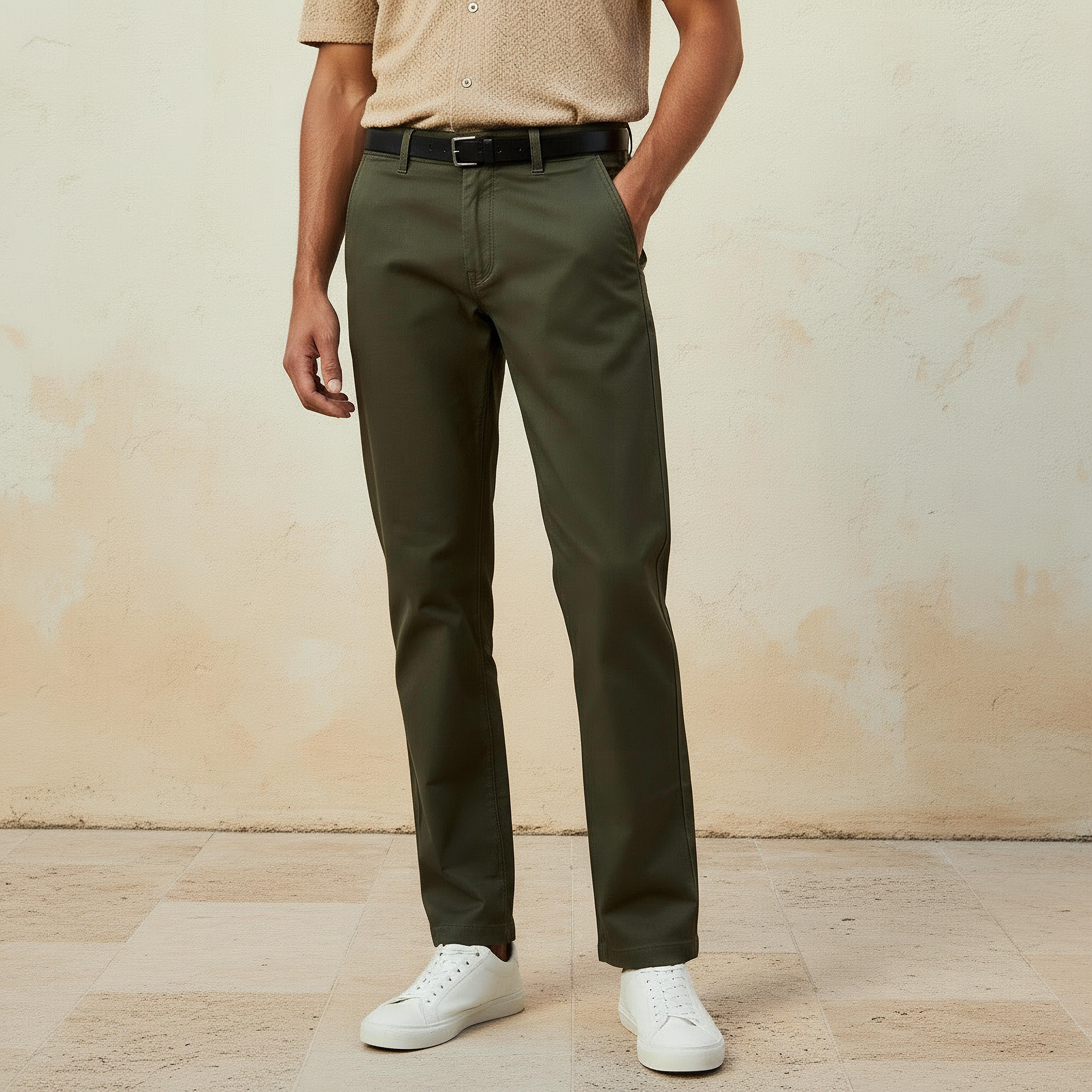 بنطلون تشينو بحزام وقصة سليم للرجال-men-clothing-bottoms-trousersandchinos-chinos-image-5
