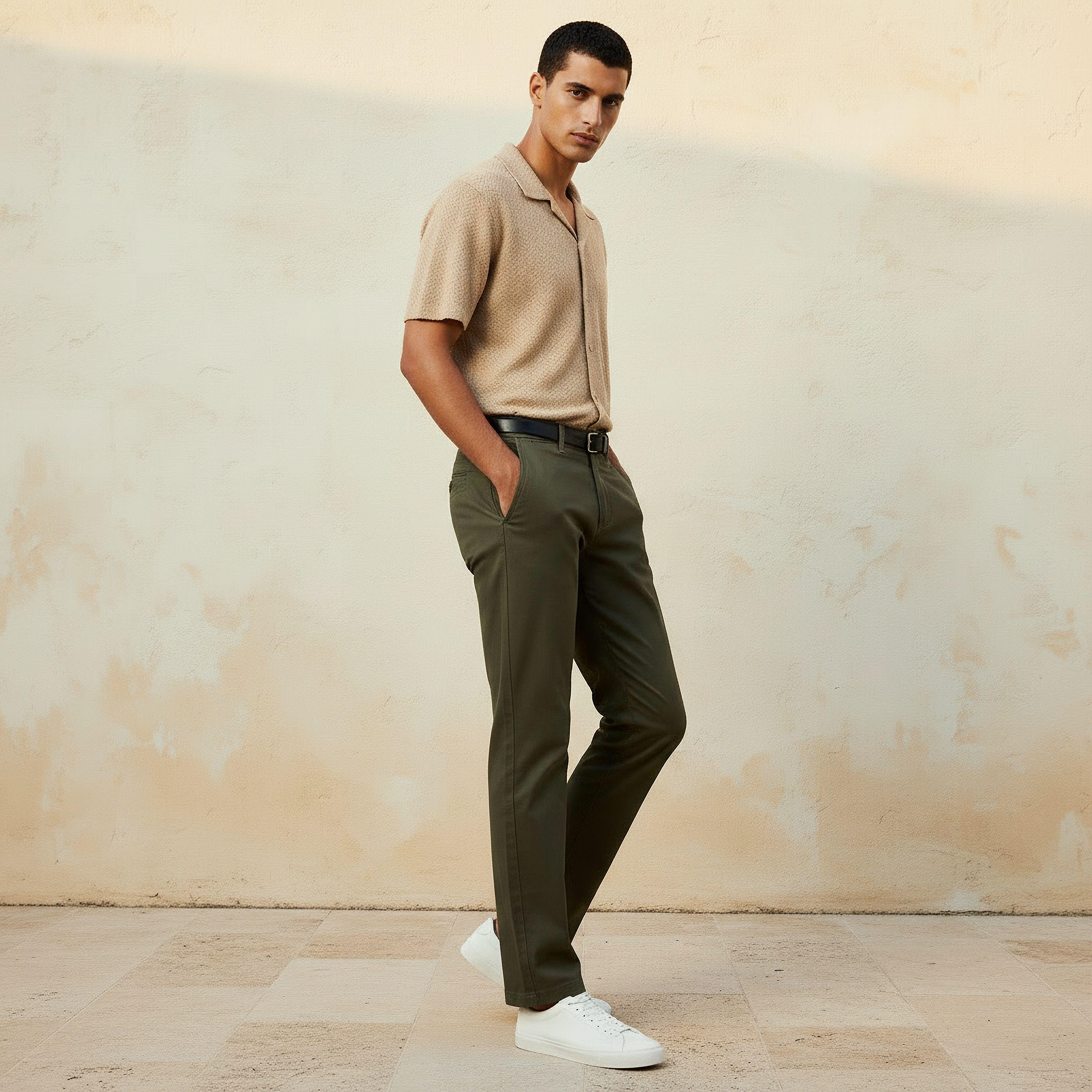 بنطلون تشينو بحزام وقصة سليم للرجال-men-clothing-bottoms-trousersandchinos-chinos-image-4