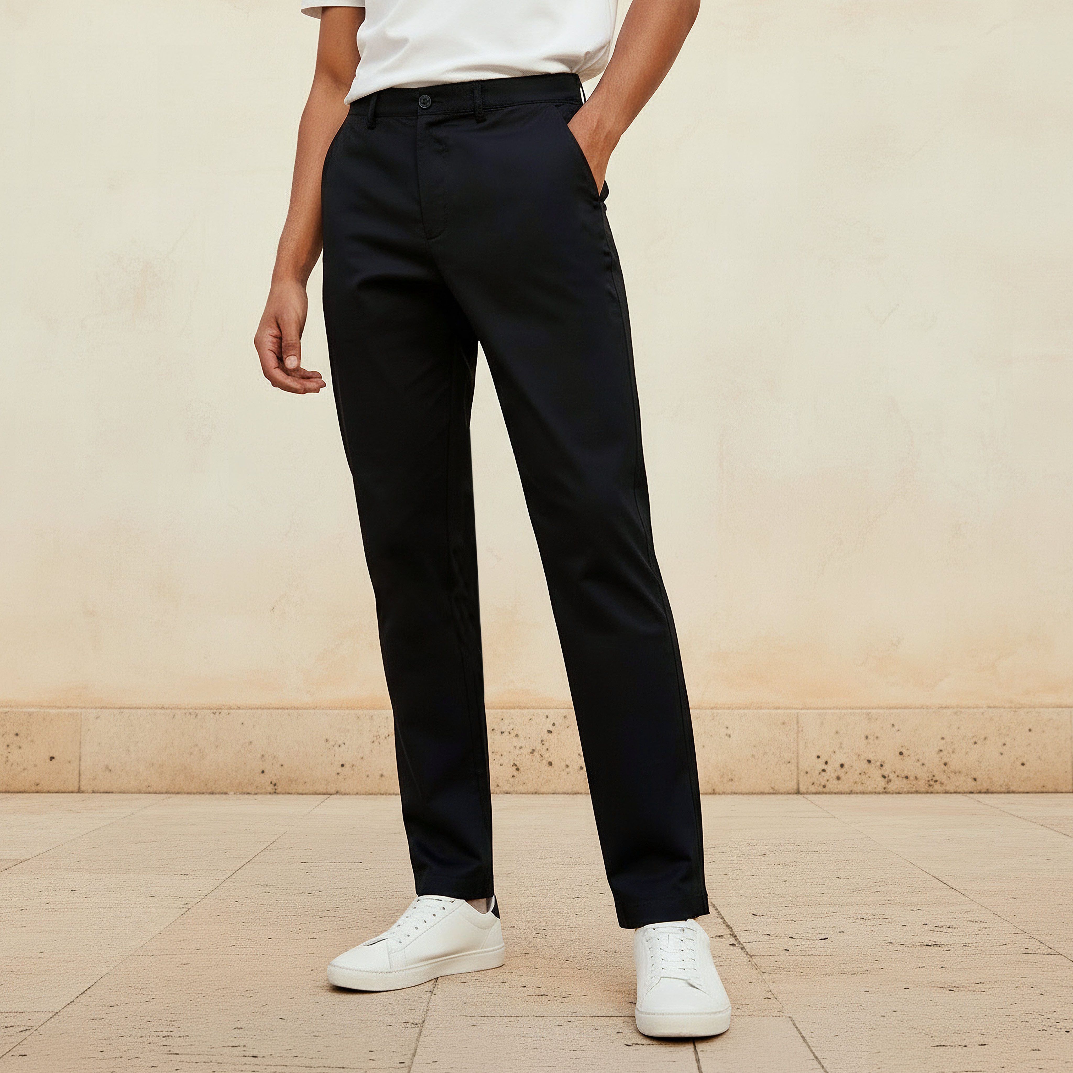 بنطلون تويل بقصة عادية للرجال من إمبيرور-men-clothing-bottoms-trousersandchinos-trousers-image-1