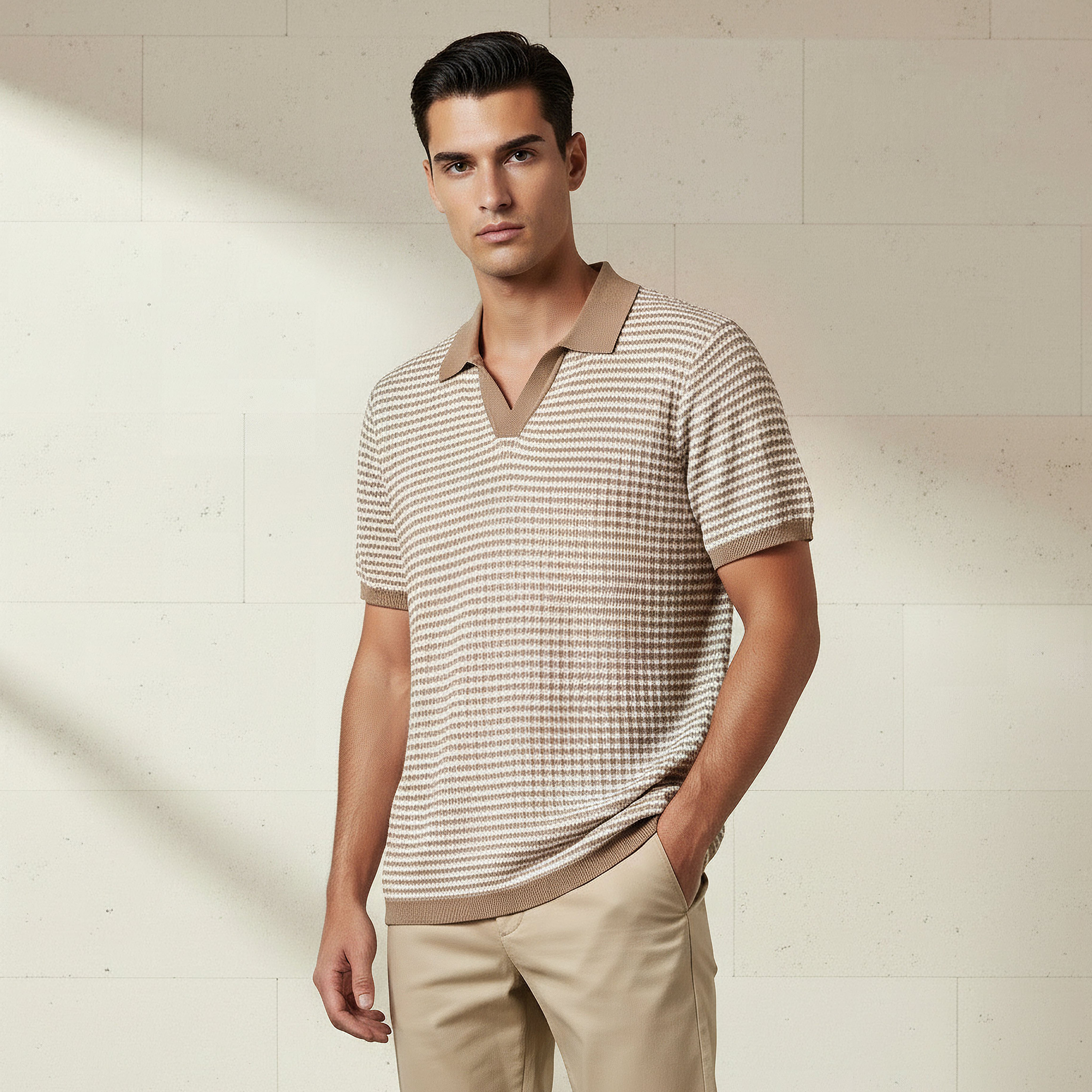 Emperor Men Short Sleeves Textured Polo T-shirt-men-clothing-tshirtsandpolos-polos-image-1