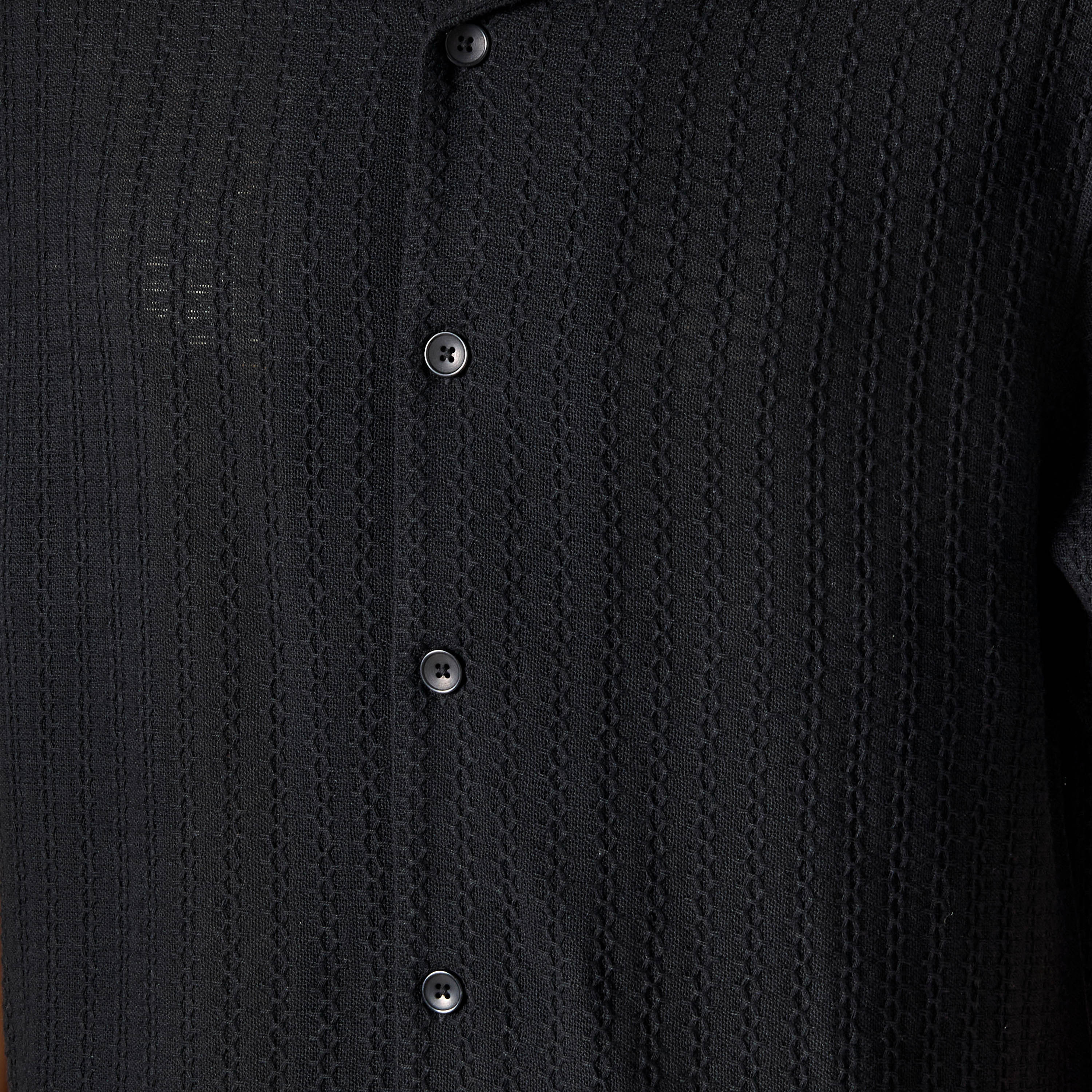 Men Regular Fit Camp Collar Textured Short Sleeves Shirt-men-clothing-shirts-image-2