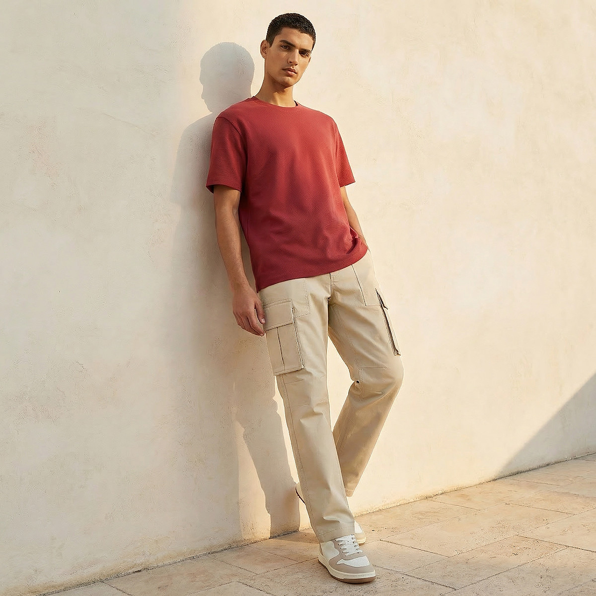 Men Regular Fit Twill Cargo Trousers-men-clothing-bottoms-trousersandchinos-trousers-image-3