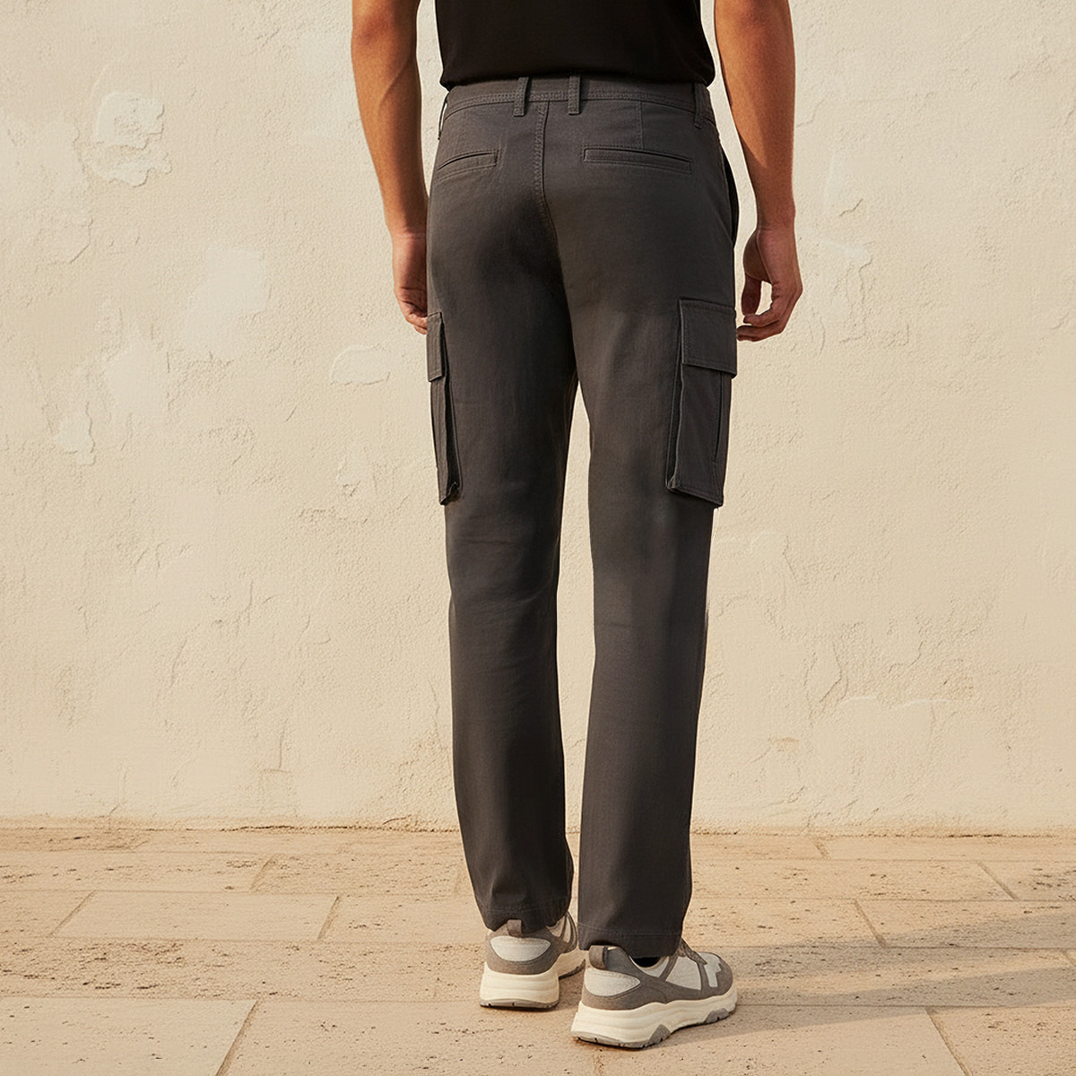 Men Regular Fit Twill Cargo Trousers-men-clothing-bottoms-trousersandchinos-trousers-image-4