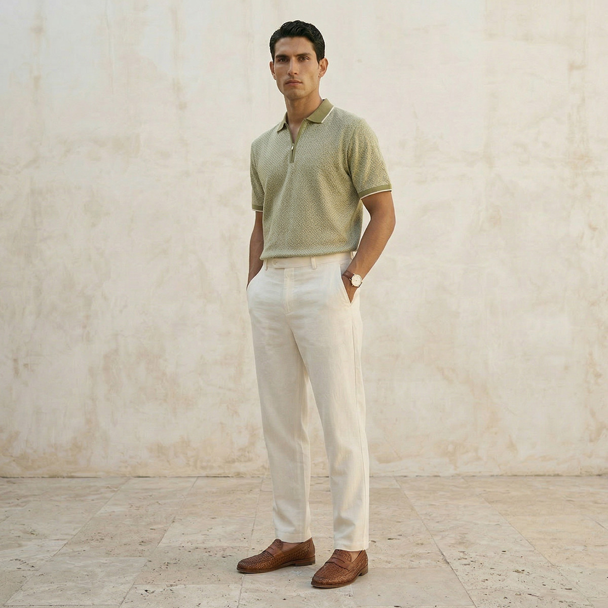 Men Short Sleeve Textured Polo T-shirt-men-clothing-tshirtsandpolos-polos-image-3