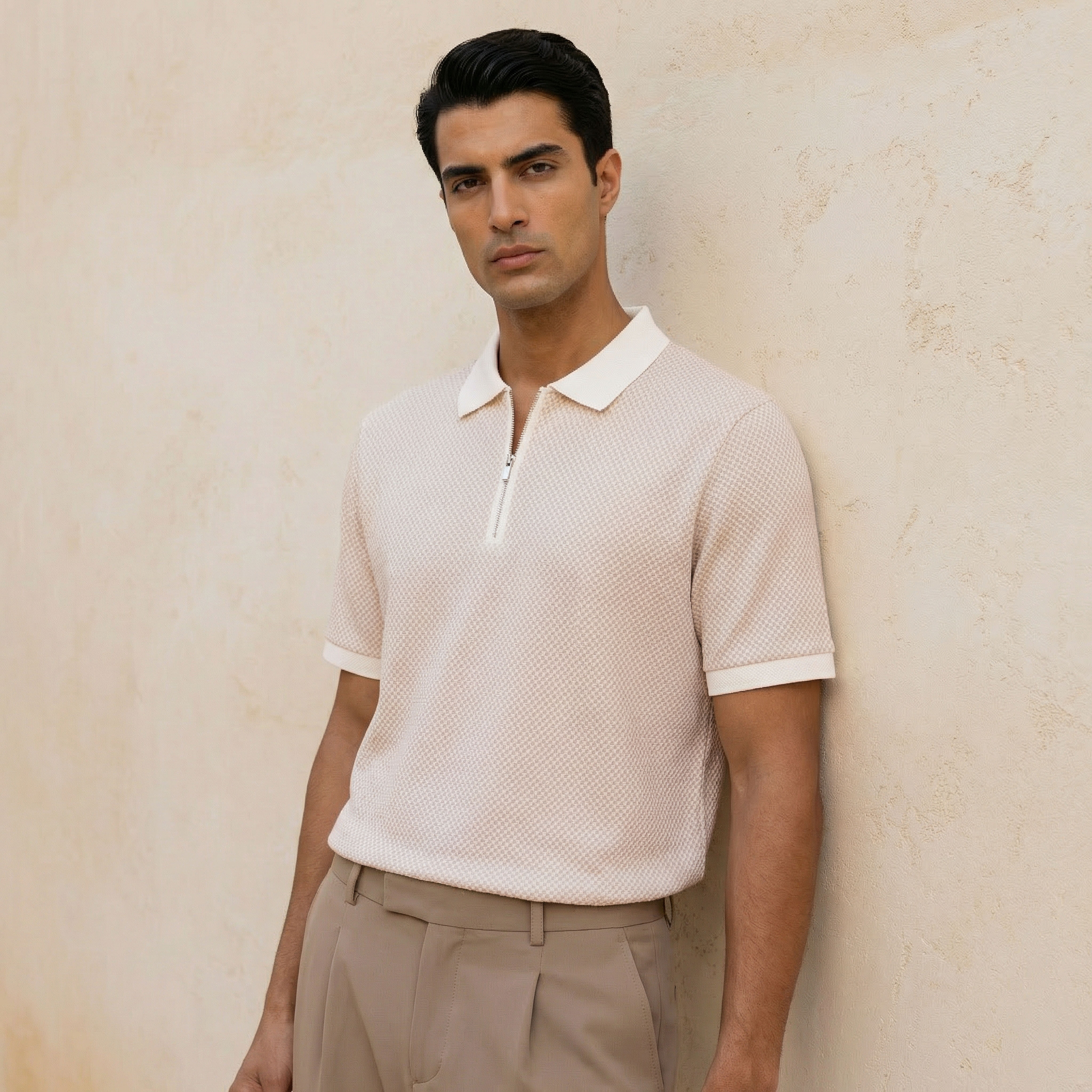 Men Short Sleeve Textured Polo T-shirt-men-clothing-tshirtsandpolos-polos-image-1