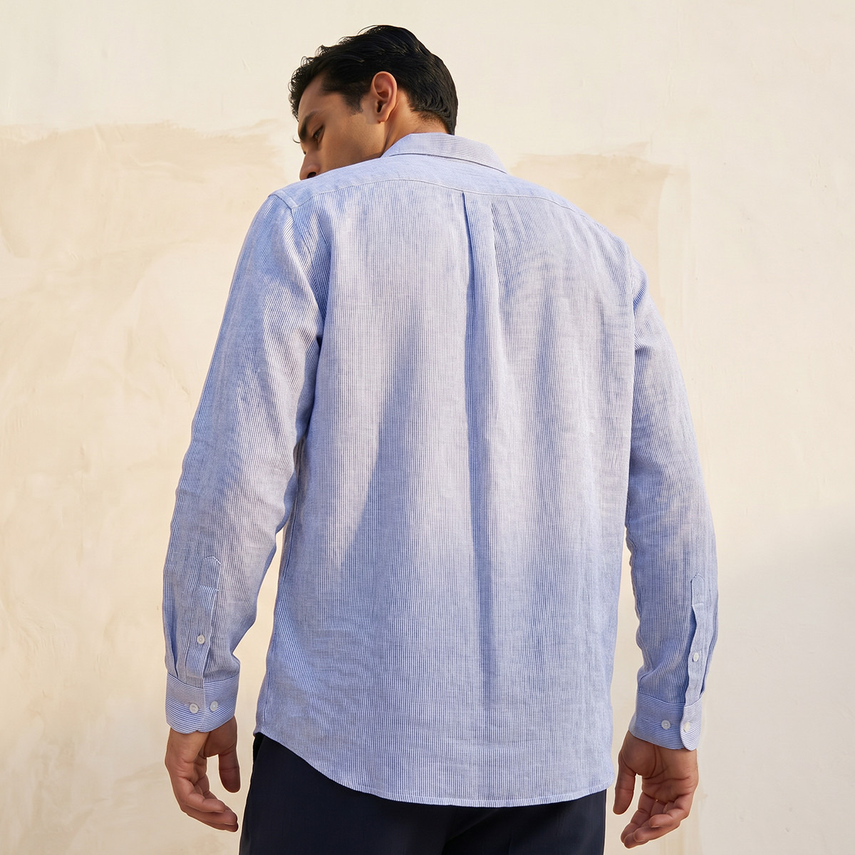 Men Slim Fit Collared Striped Long Sleeve Shirt-men-clothing-shirts-image-4