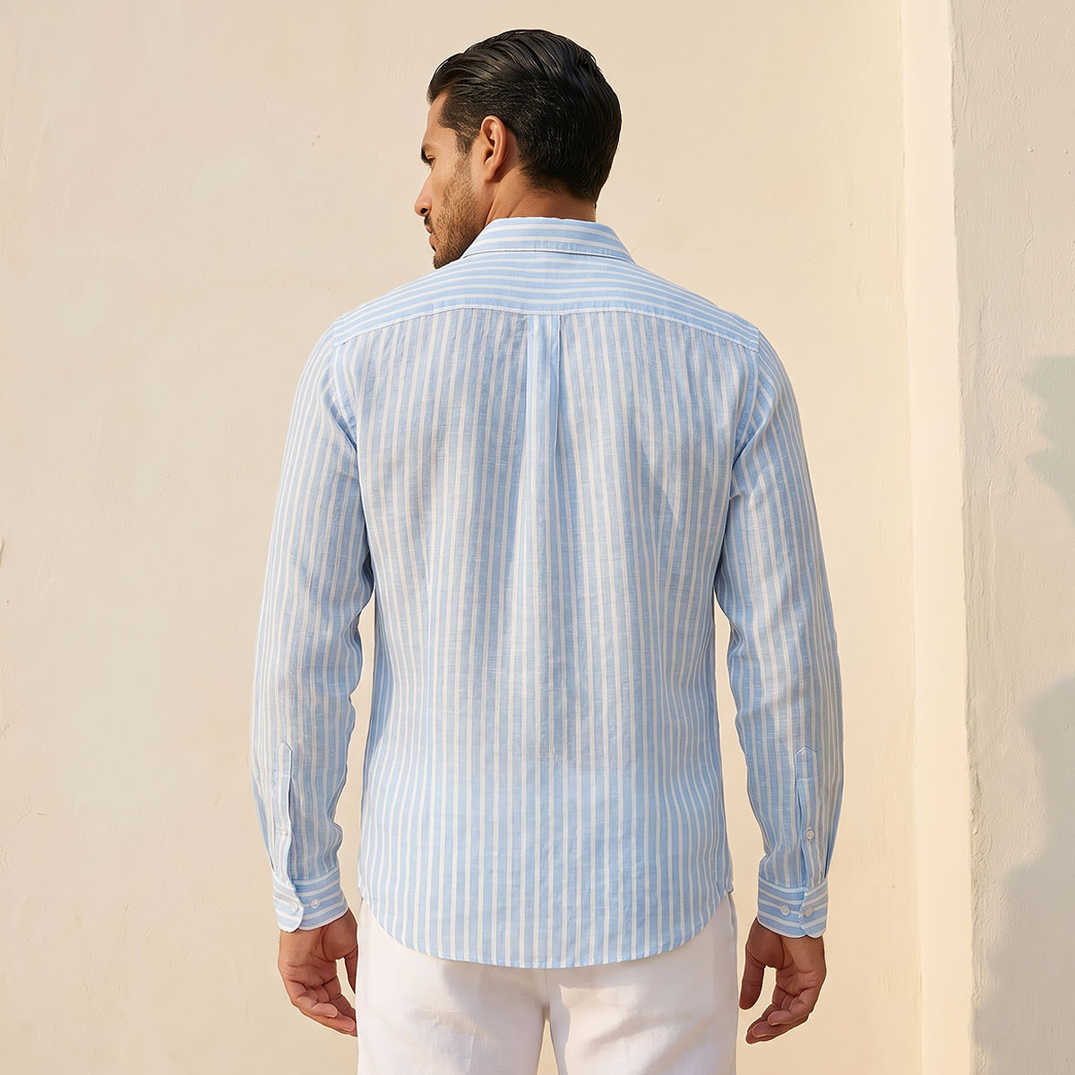 Men Slim Fit Collared Striped Long Sleeve Shirt-men-clothing-shirts-image-4