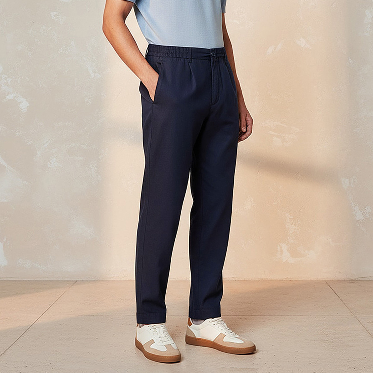 Men Regular Fit Linen Blend Trousers-men-clothing-bottoms-trousersandchinos-trousers-image-1