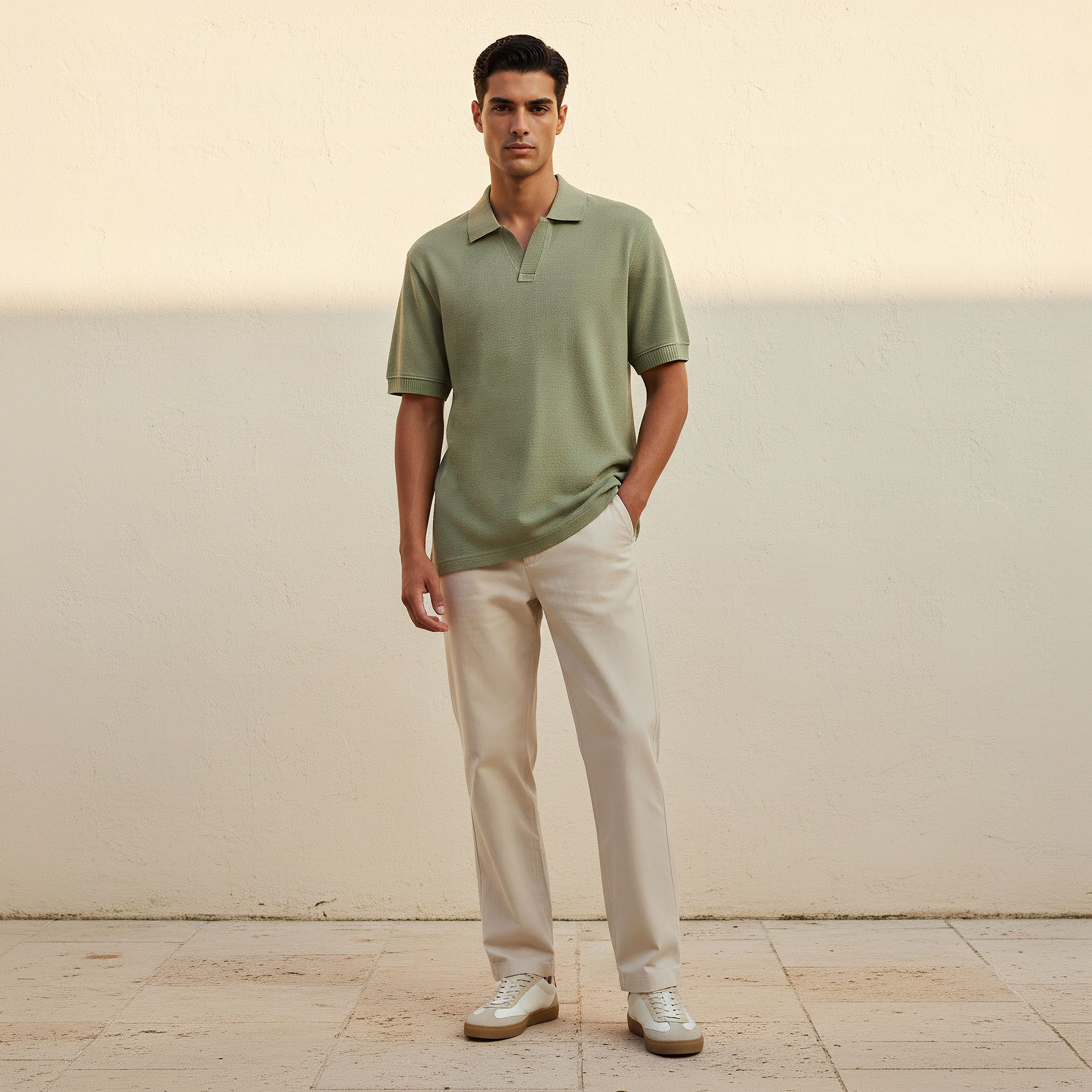 Men Short Sleeves Textured Johnny Collar Polo T-shirt-men-clothing-tshirtsandpolos-polos-image-3