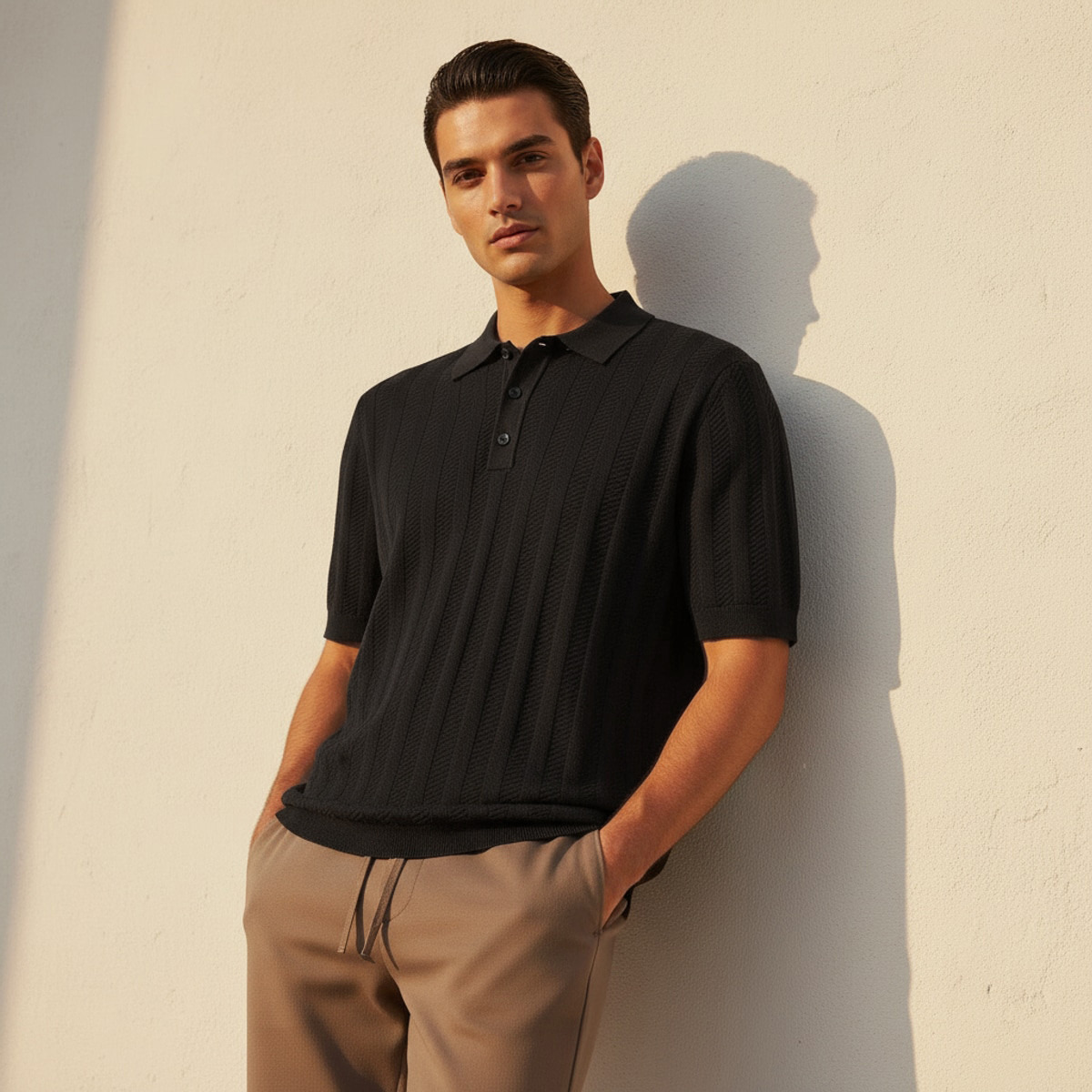 Men Short Sleeves Textured Polo T-shirt-men-clothing-tshirtsandpolos-polos-image-1