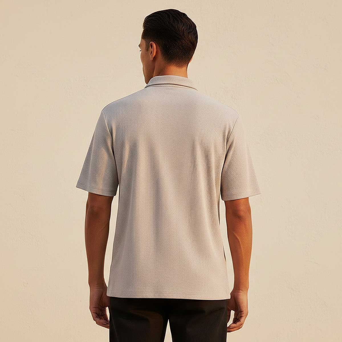 قميص بأكمام قصيرة بياقة وملمس بارز بقصة عادية من سبلاش سمارت-men-clothing-shirts-image-4