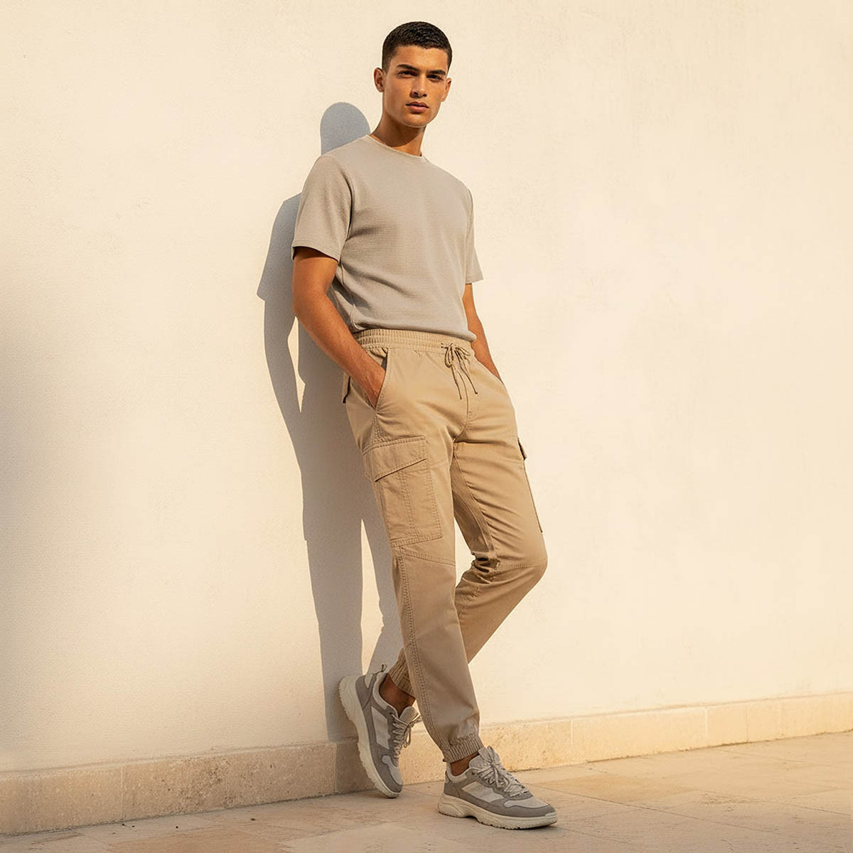 Men Baggy Fit Cargo Joggers with Drawstring Closure-men-clothing-bottoms-joggers-image-3