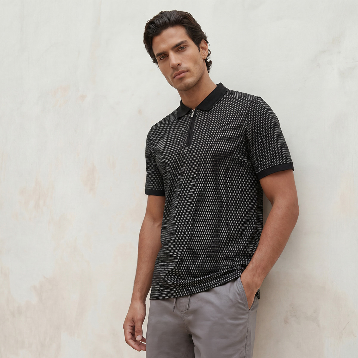 Splash Smart Short Sleeves Textured Polo T-shirt-men-clothing-tshirtsandpolos-polos-image-1