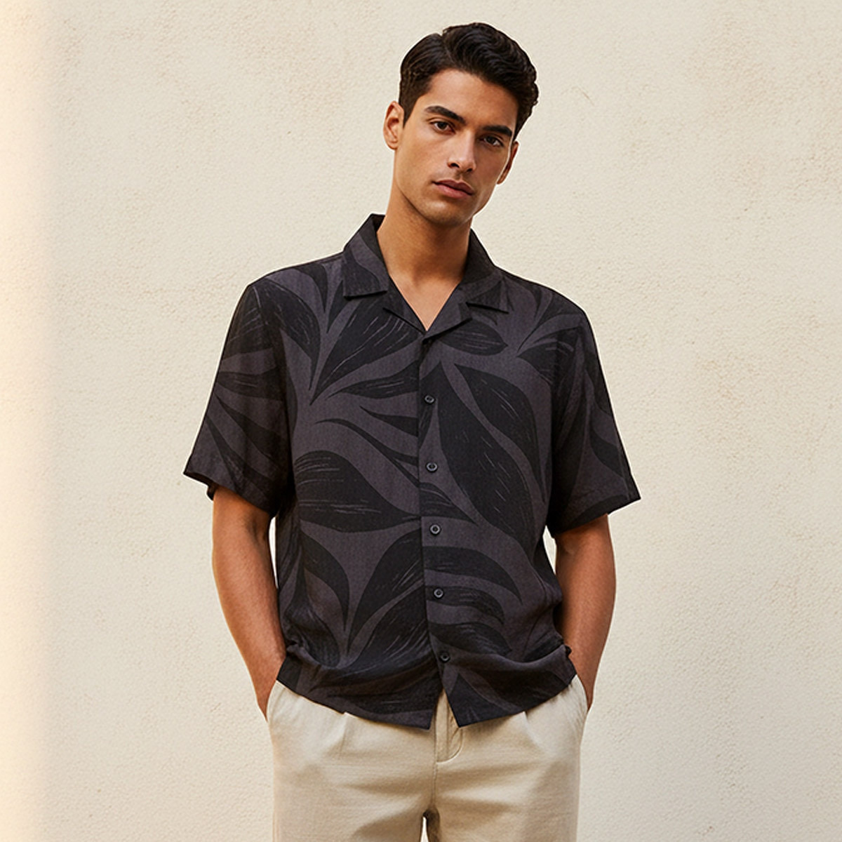 Splash Smart Regular Fit Collared Printed Short Sleeves Resort Shirt-men-clothing-shirts-image-1