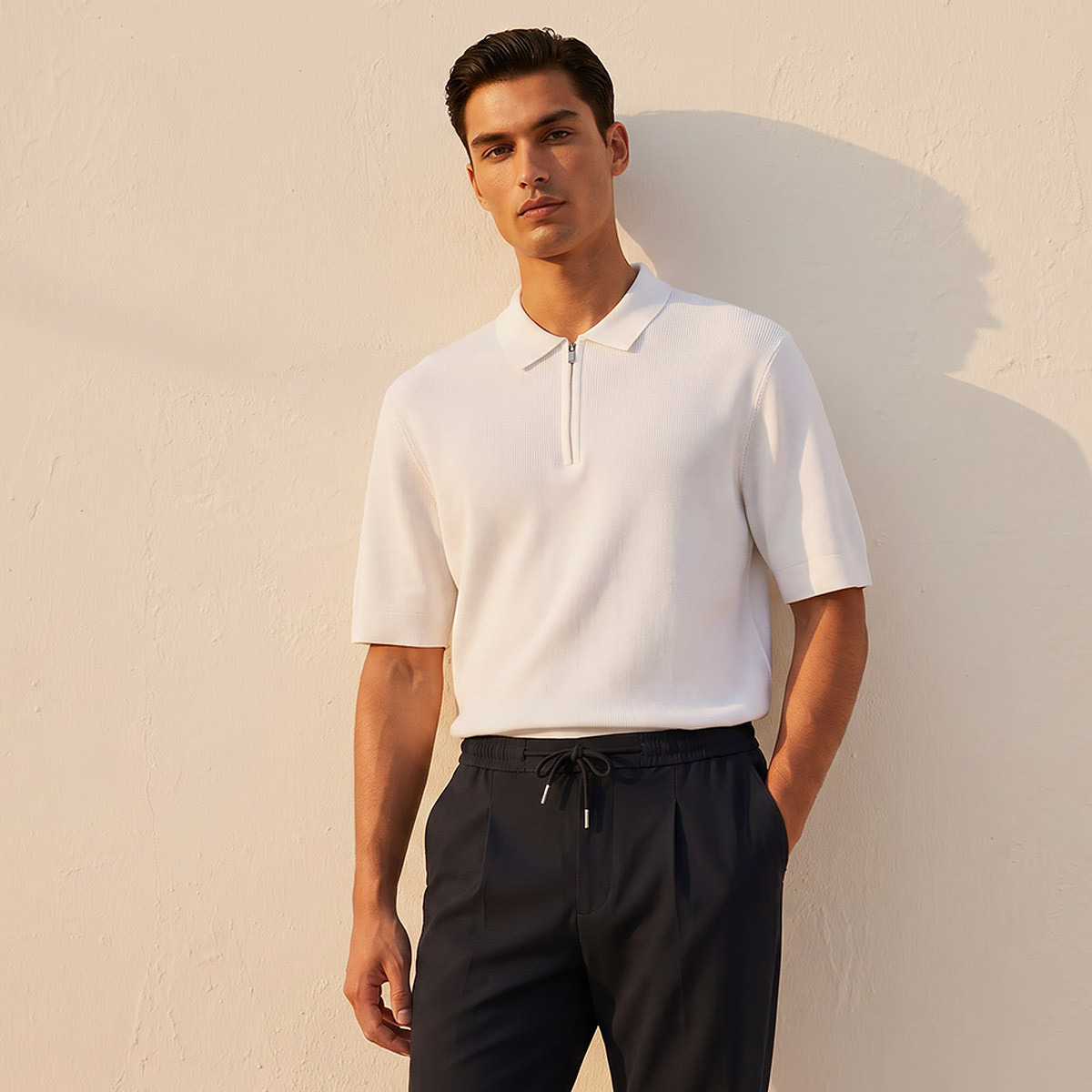 Men Short Sleeves Textured Polo T-shirt-men-clothing-tshirtsandpolos-polos-image-1