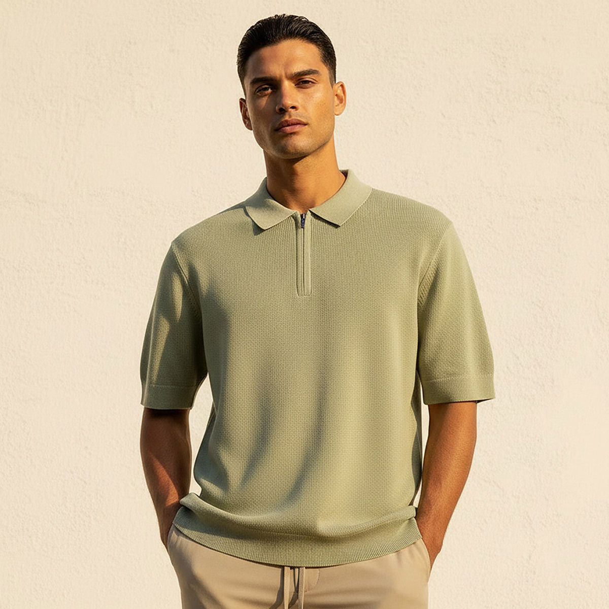 Men Short Sleeves Textured Polo T-shirt-men-clothing-tshirtsandpolos-polos-image-1