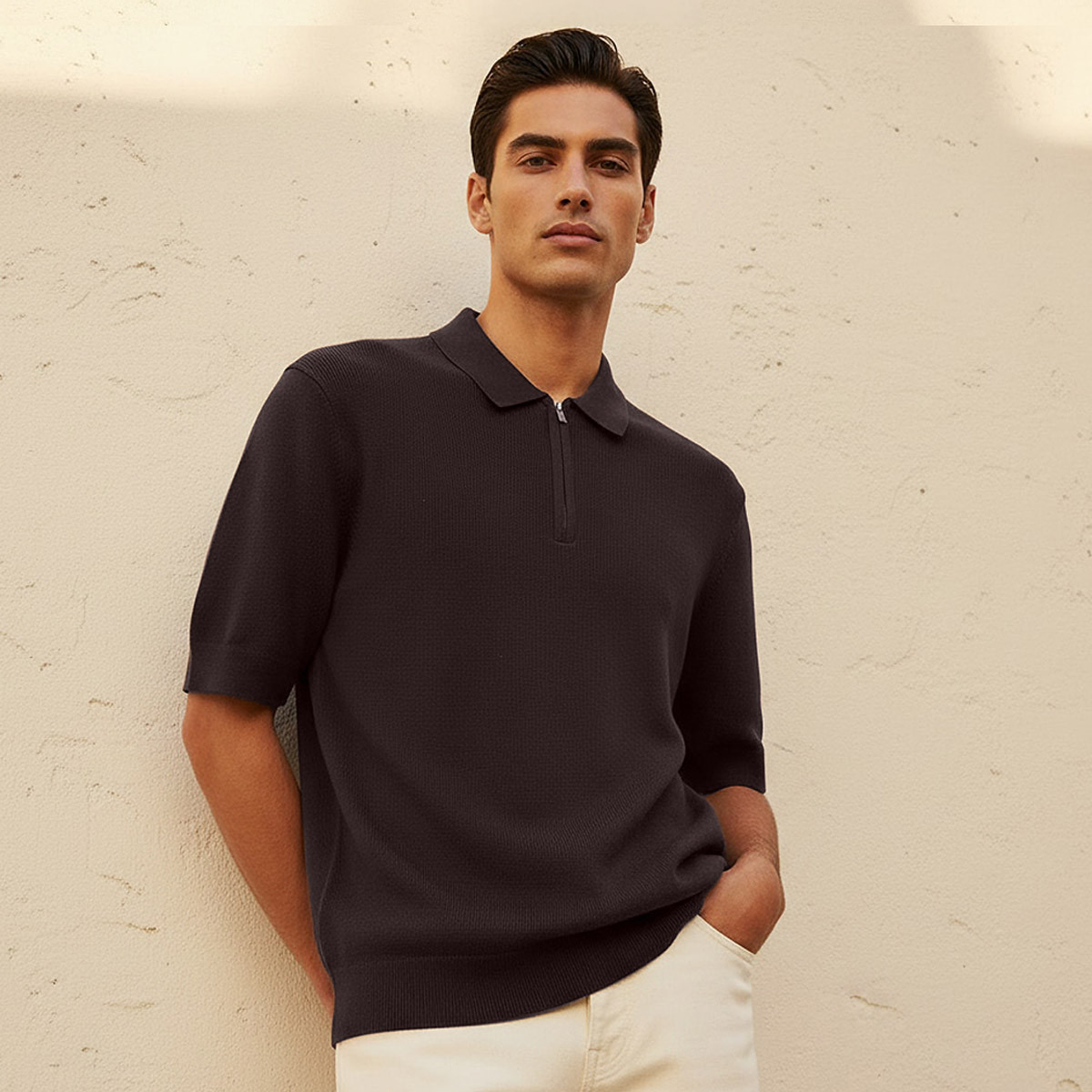 Men Short Sleeves Textured Polo T-shirt-men-clothing-tshirtsandpolos-polos-image-1