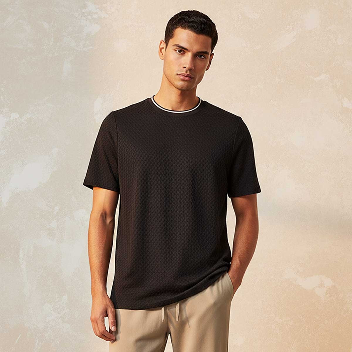 Splash Smart Regular Fit Crew Neck Short Sleeves Jacquard T-shirt-men-clothing-tshirtsandpolos-tshirts-image-1