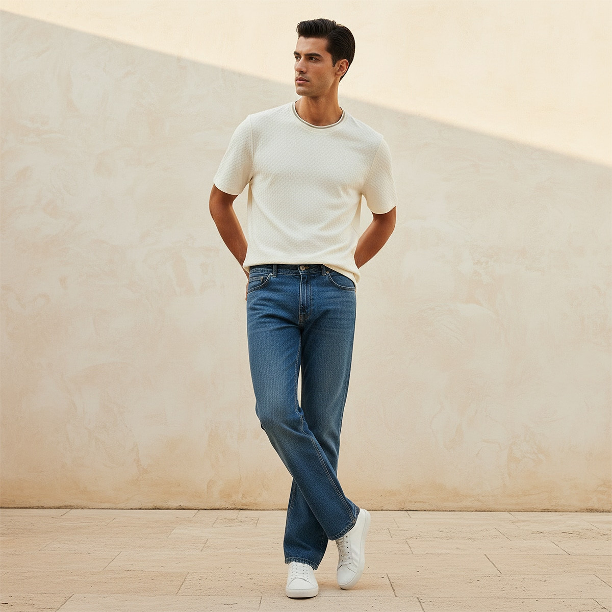 Splash Smart Regular Fit Crew Neck Short Sleeves Jacquard T-shirt-men-clothing-tshirtsandpolos-tshirts-image-3