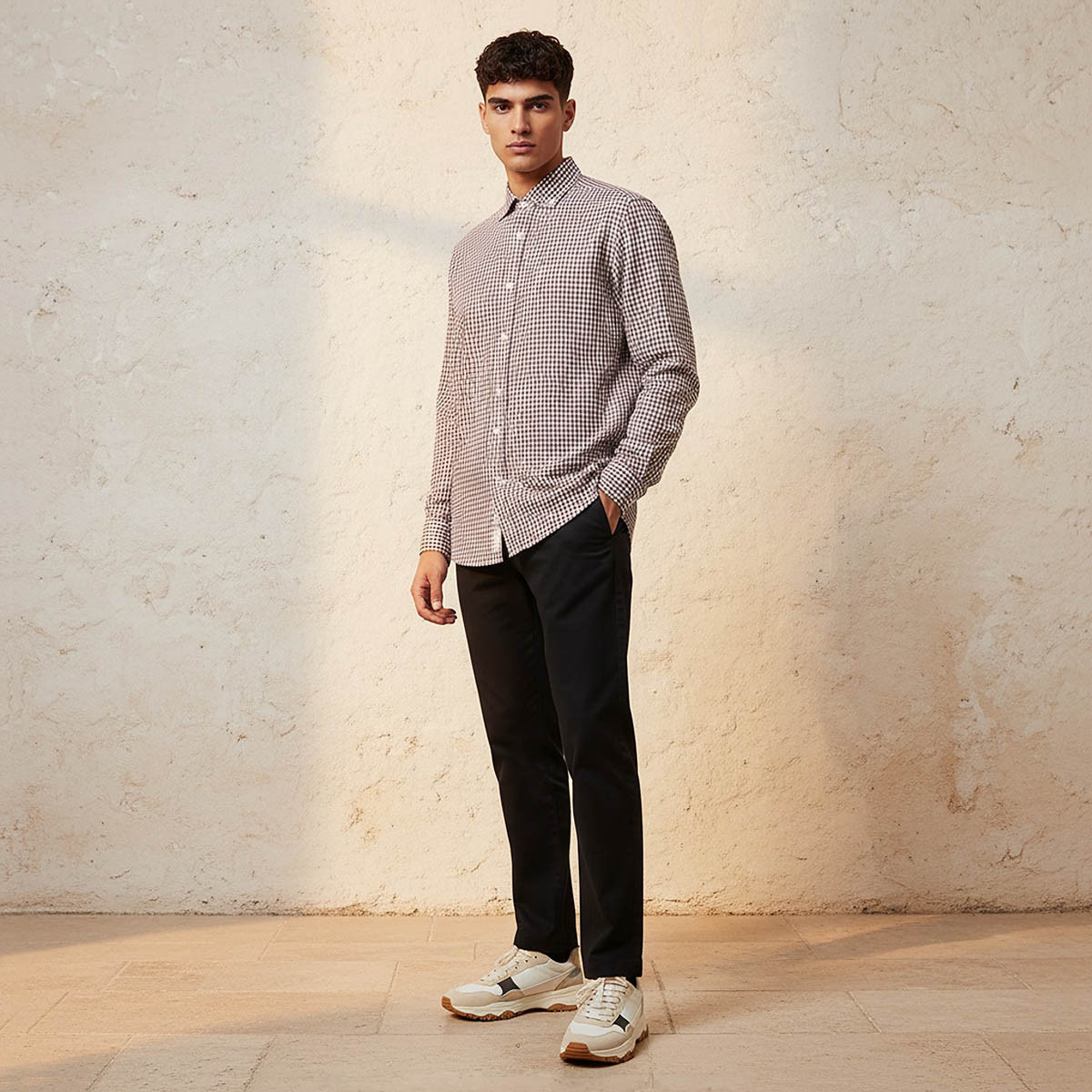 Men Regular Fit Button-Down Collar Checked Long Sleeves Shirt-men-clothing-shirts-image-3