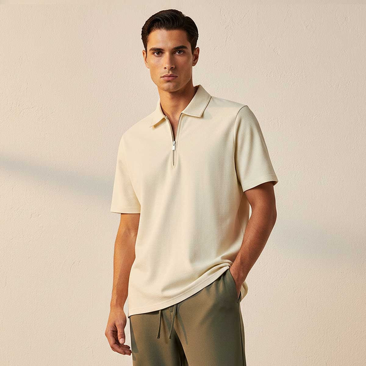 تيشيرت بولو بارز الملمس بأكمام قصيرة من سبلاش سمارت-men-clothing-tshirtsandpolos-polos-image-1