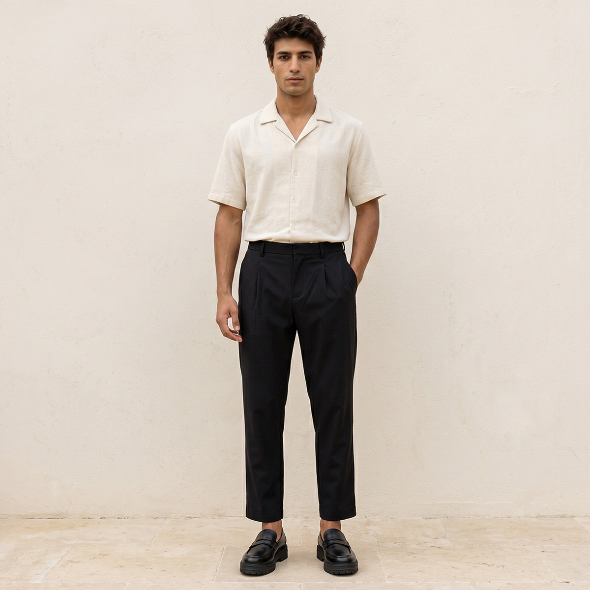 بنطلون بيرفورمانس بقصة عادية وكسرات من سبلاش سمارت-men-clothing-bottoms-trousersandchinos-trousers-image-3