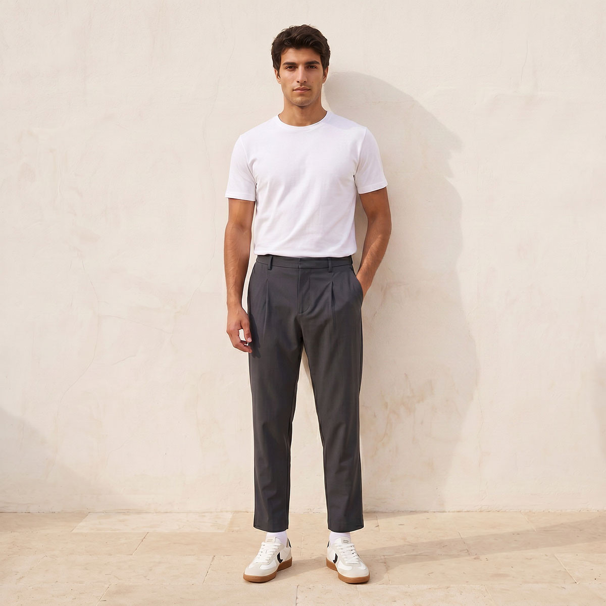 بنطلون بيرفورمانس بقصة عادية وكسرات من سبلاش سمارت-men-clothing-bottoms-trousersandchinos-trousers-image-3